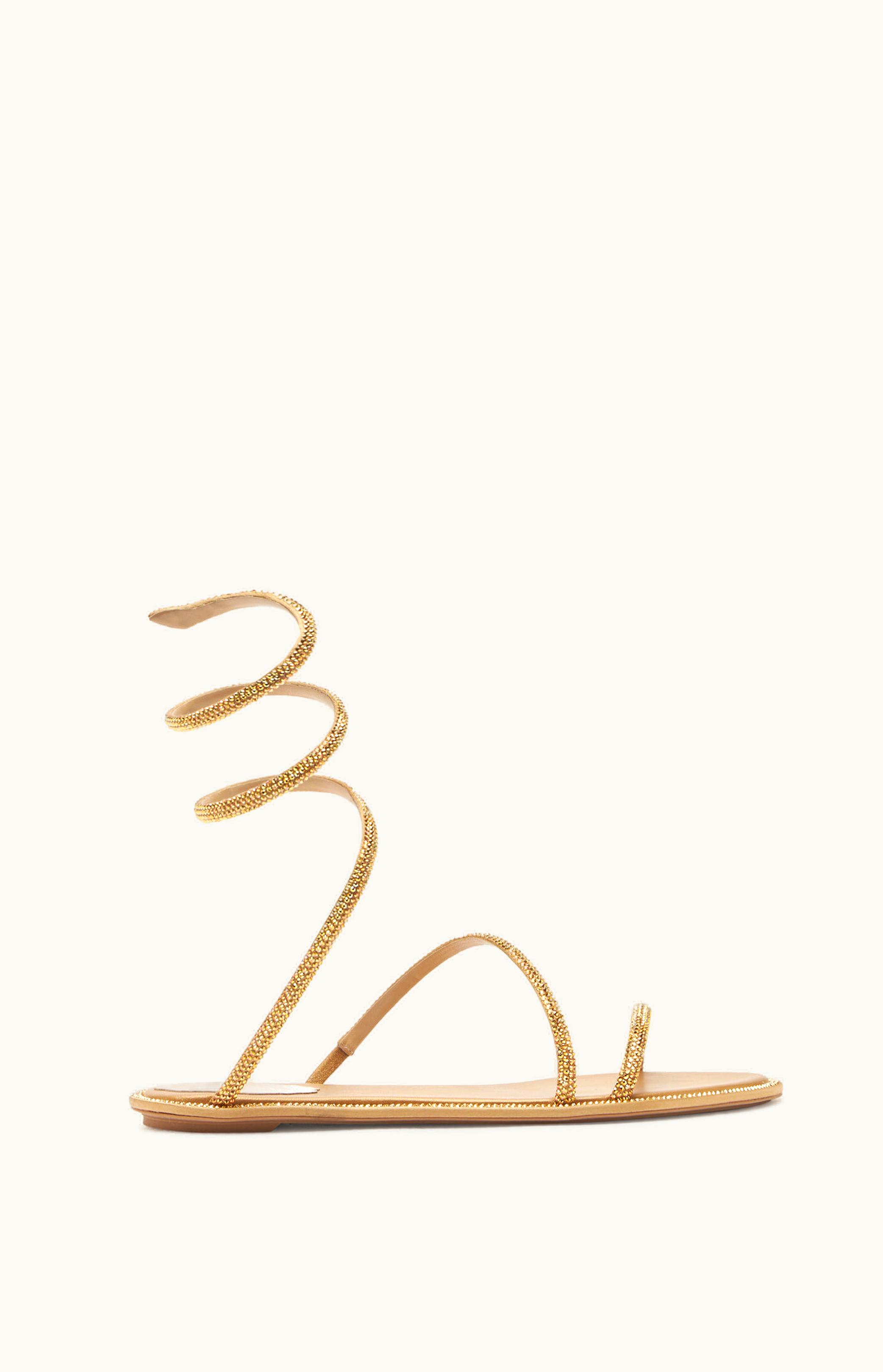 René Caovilla René Caovilla Cleo Crystal Gold Sandal 10