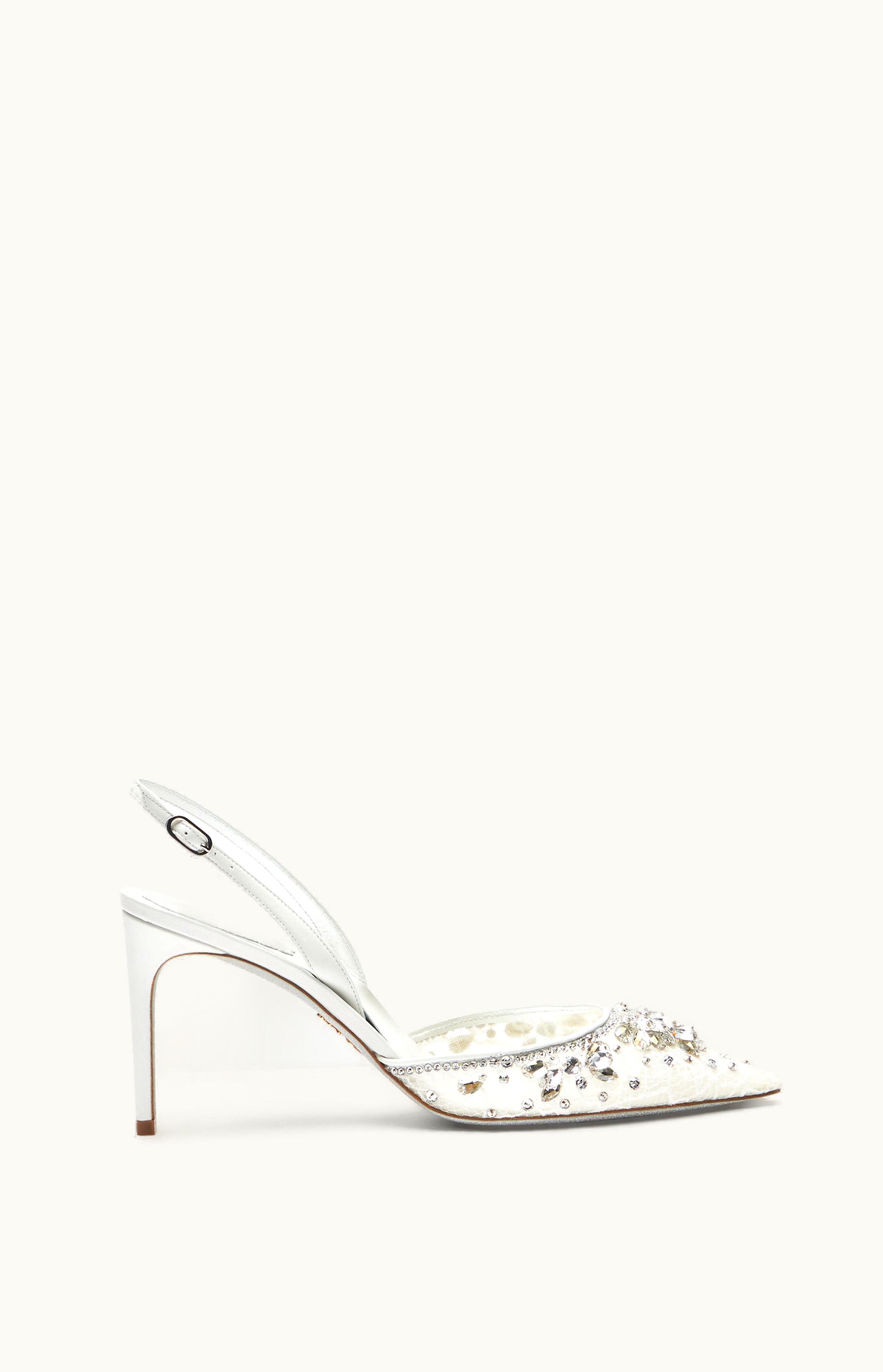 René Caovilla René Caovilla Hina Crystal White Slingback 80