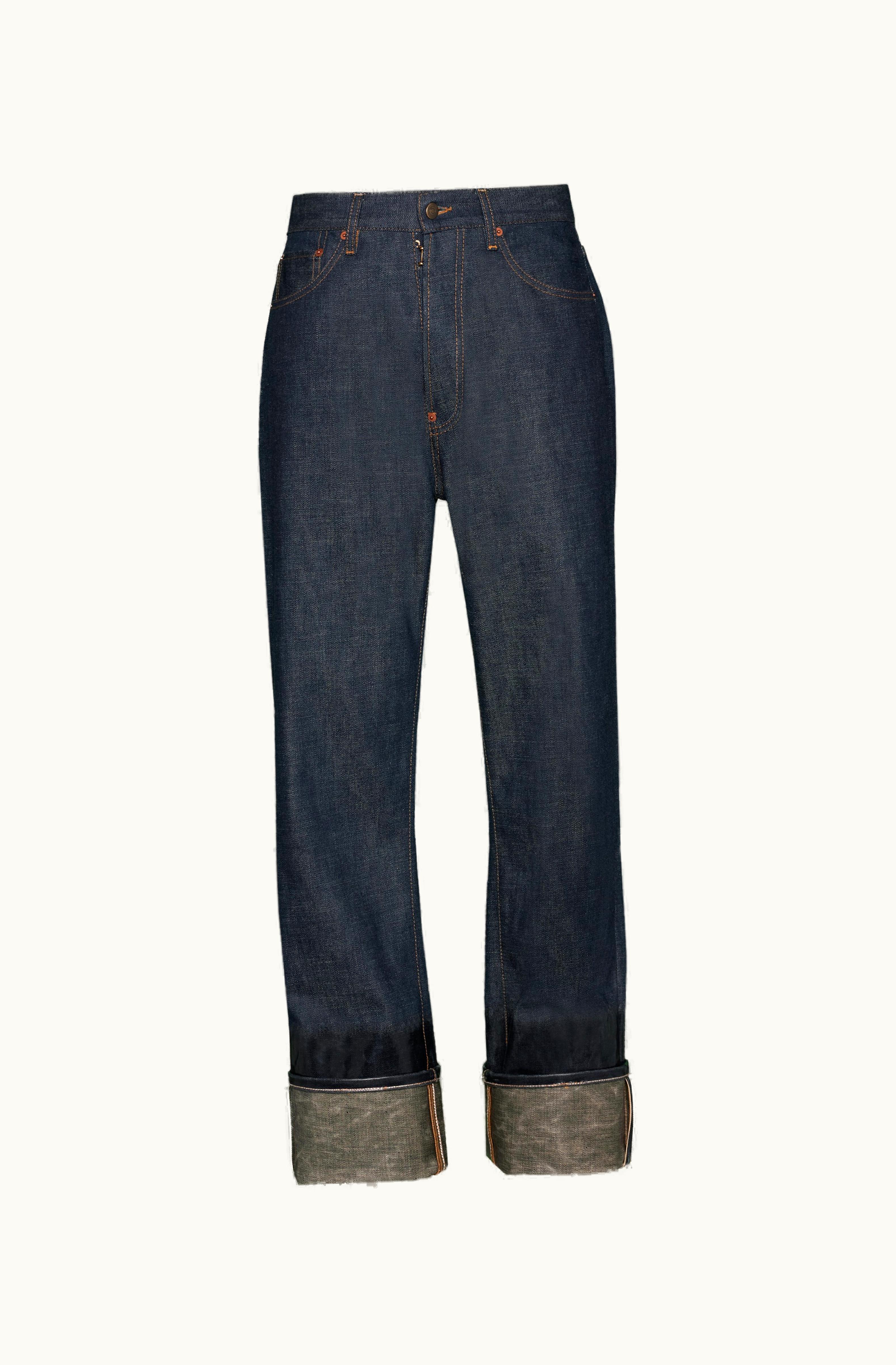 Maison Margiela Maison Margiela Lacquered Turn-Up Jeans Navy Luxury Denim