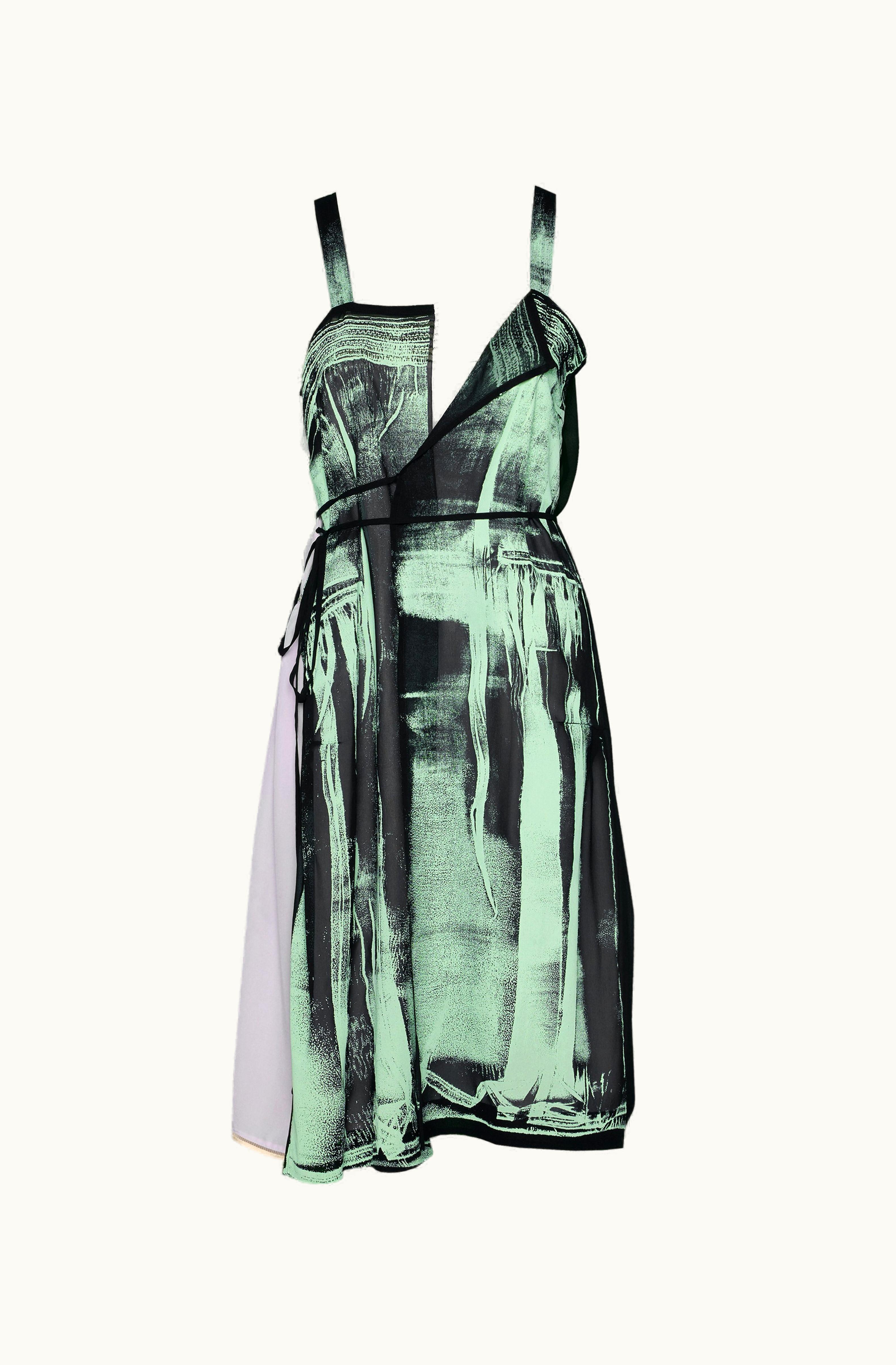 Maison Margiela Maison Margiela Freeze-frame Silk Dress Lilac And Pistachio Print