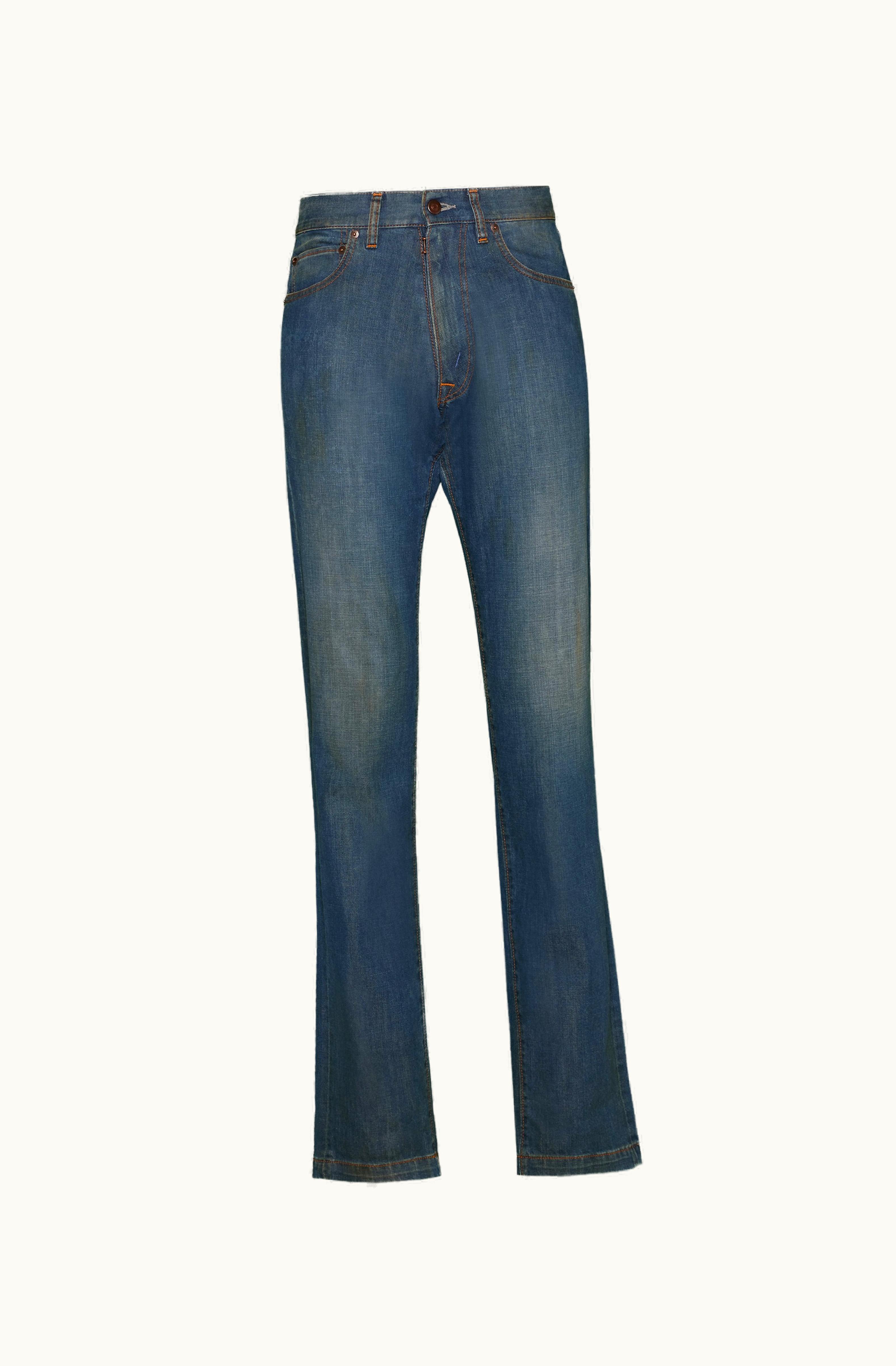 Maison Margiela Maison Margiela Americana Wash Jeans Vintage Blue Straight-Leg Cotton Blend Denim