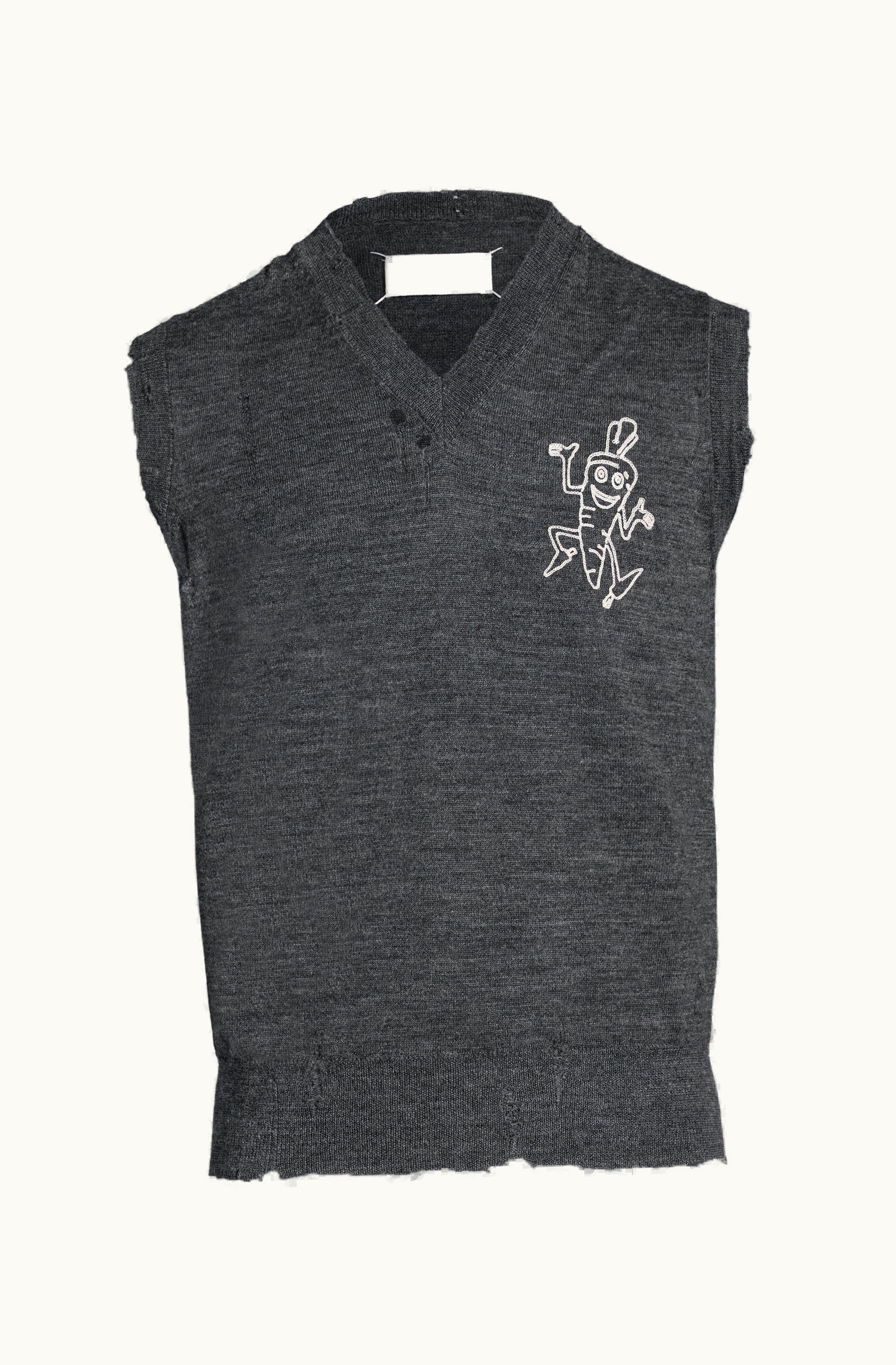 Maison Margiela Maison Margiela Women's Embroidered Wool Vest Dark Shadow