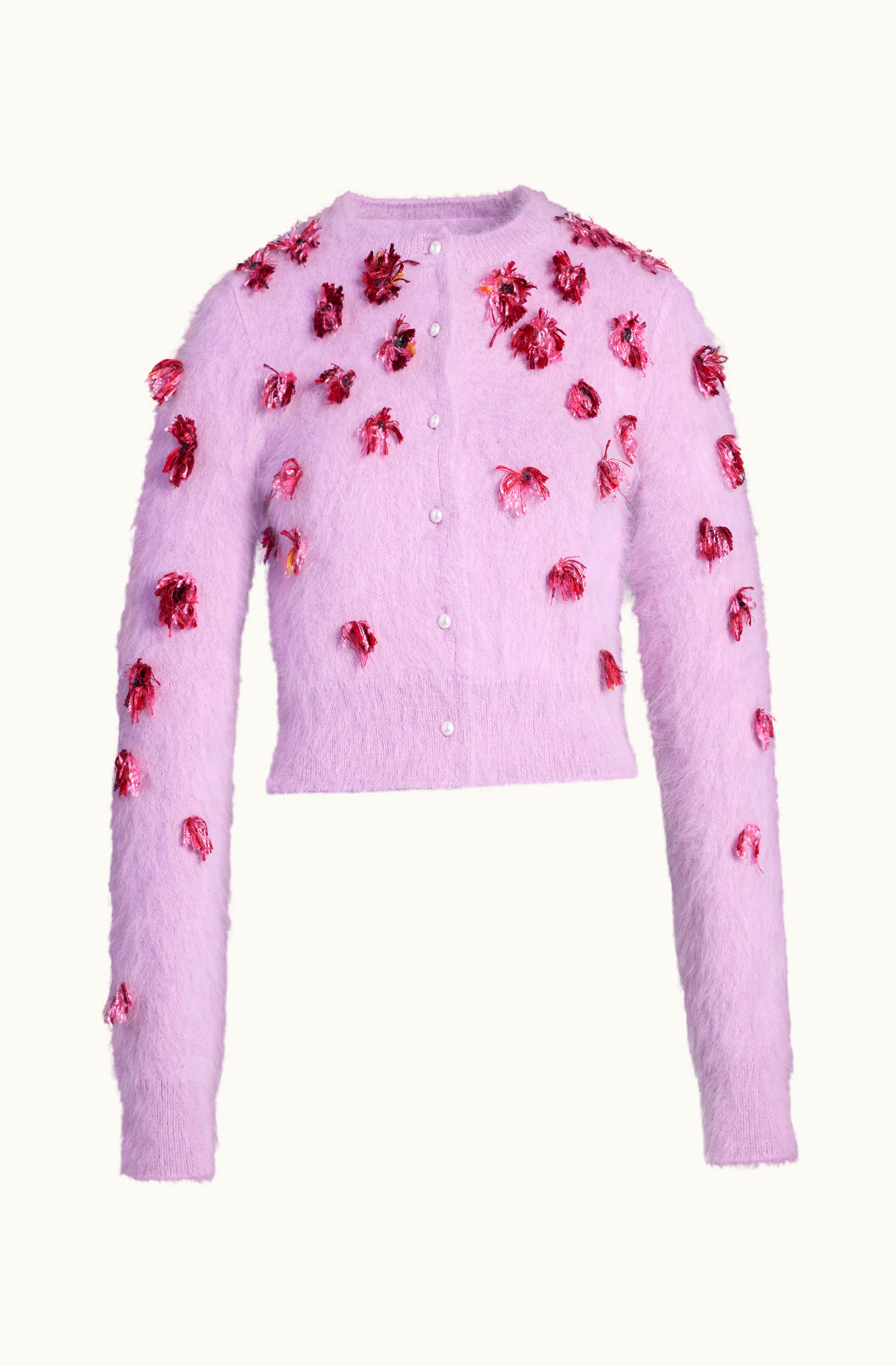 Maison Margiela Maison Margiela Women's Flower Knit Cardigan Wool Acid Lavander