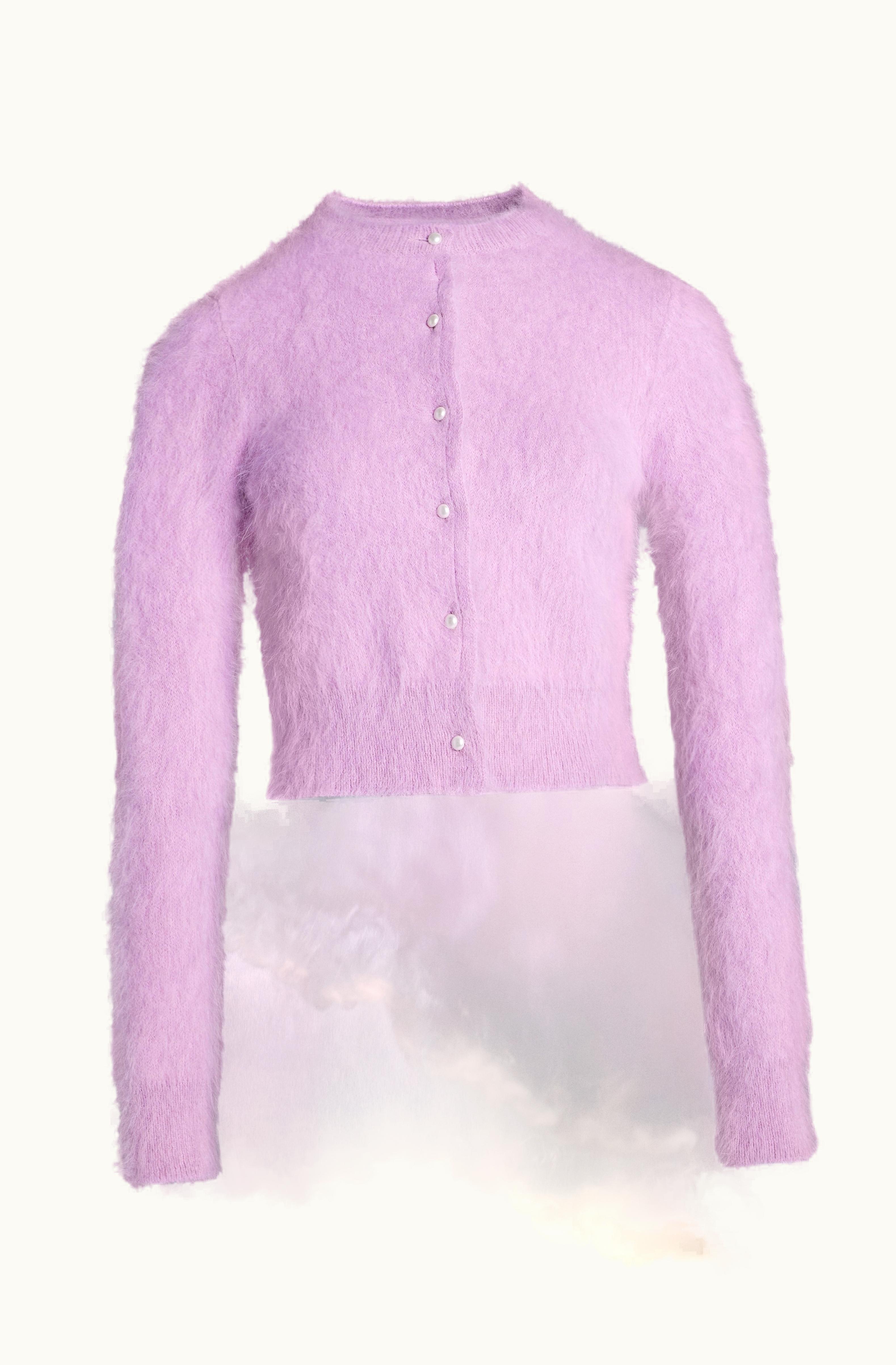 Maison Margiela Maison Margiela Women's Cropped Knit Cardigan Acid Lavander