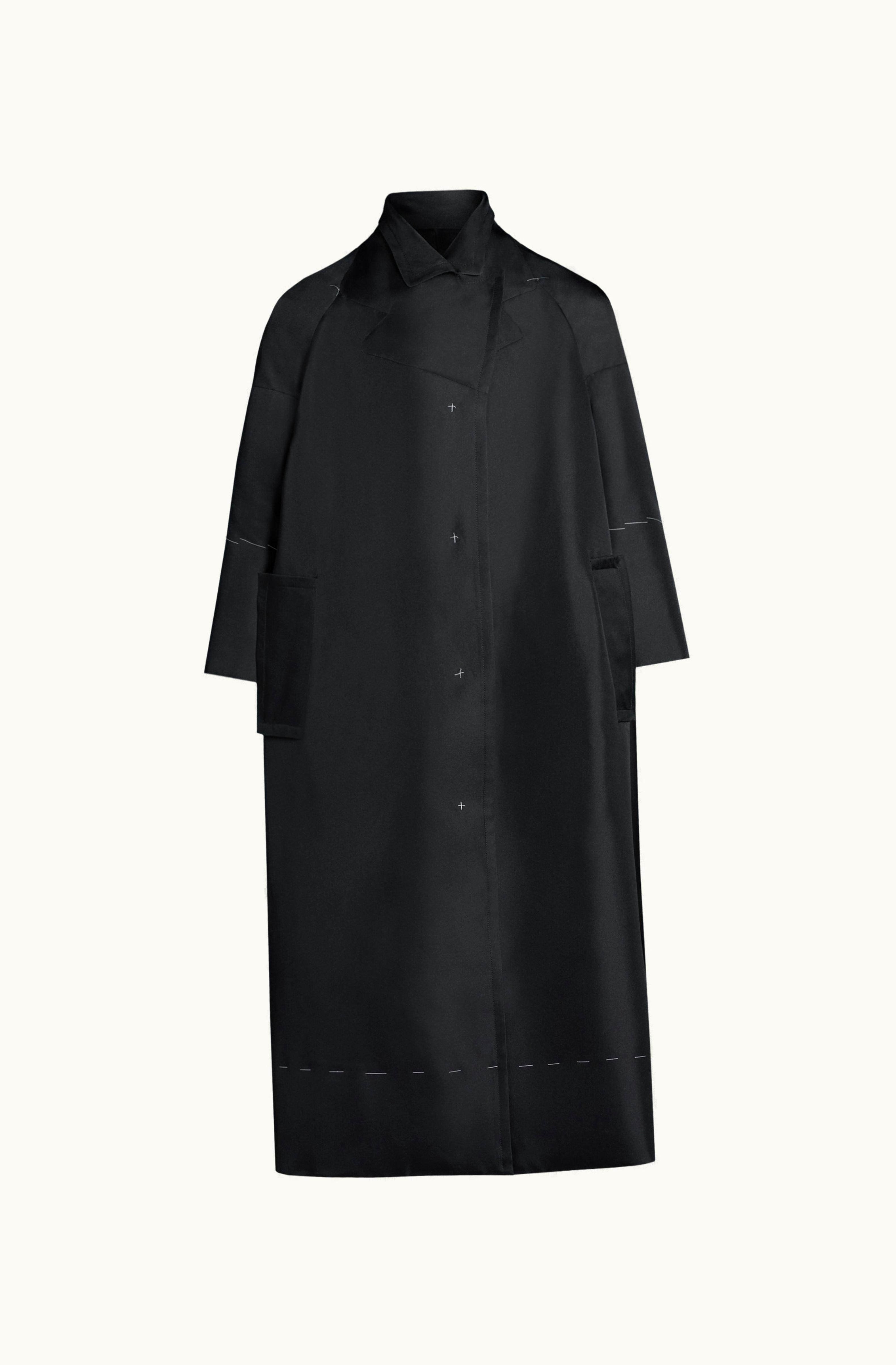Maison Margiela Maison Margiela Work-in-progress Oversized Silk Coat Black
