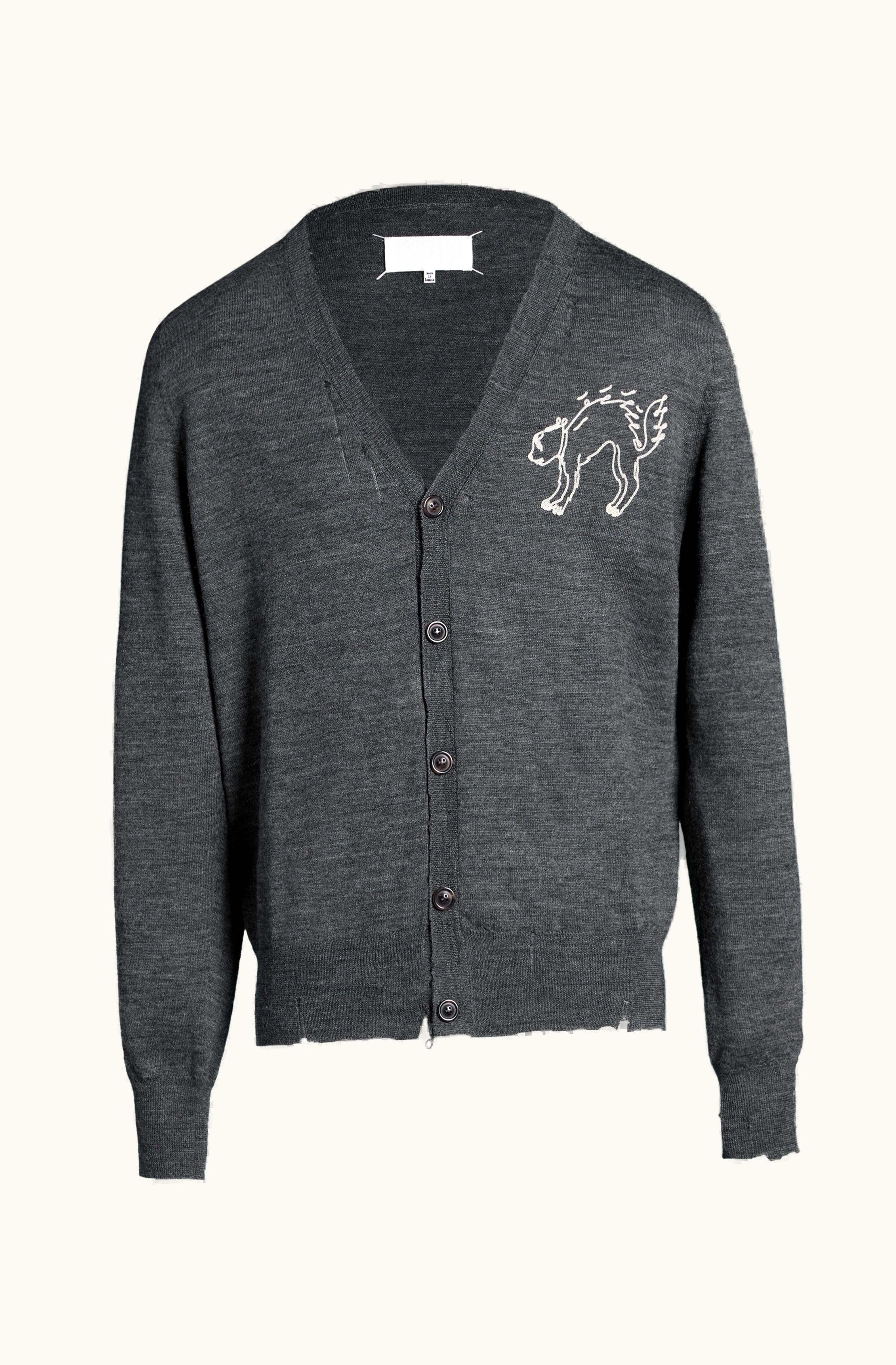 Maison Margiela Maison Margiela Women's Embroidered Wool Cardigan Dark Shadow