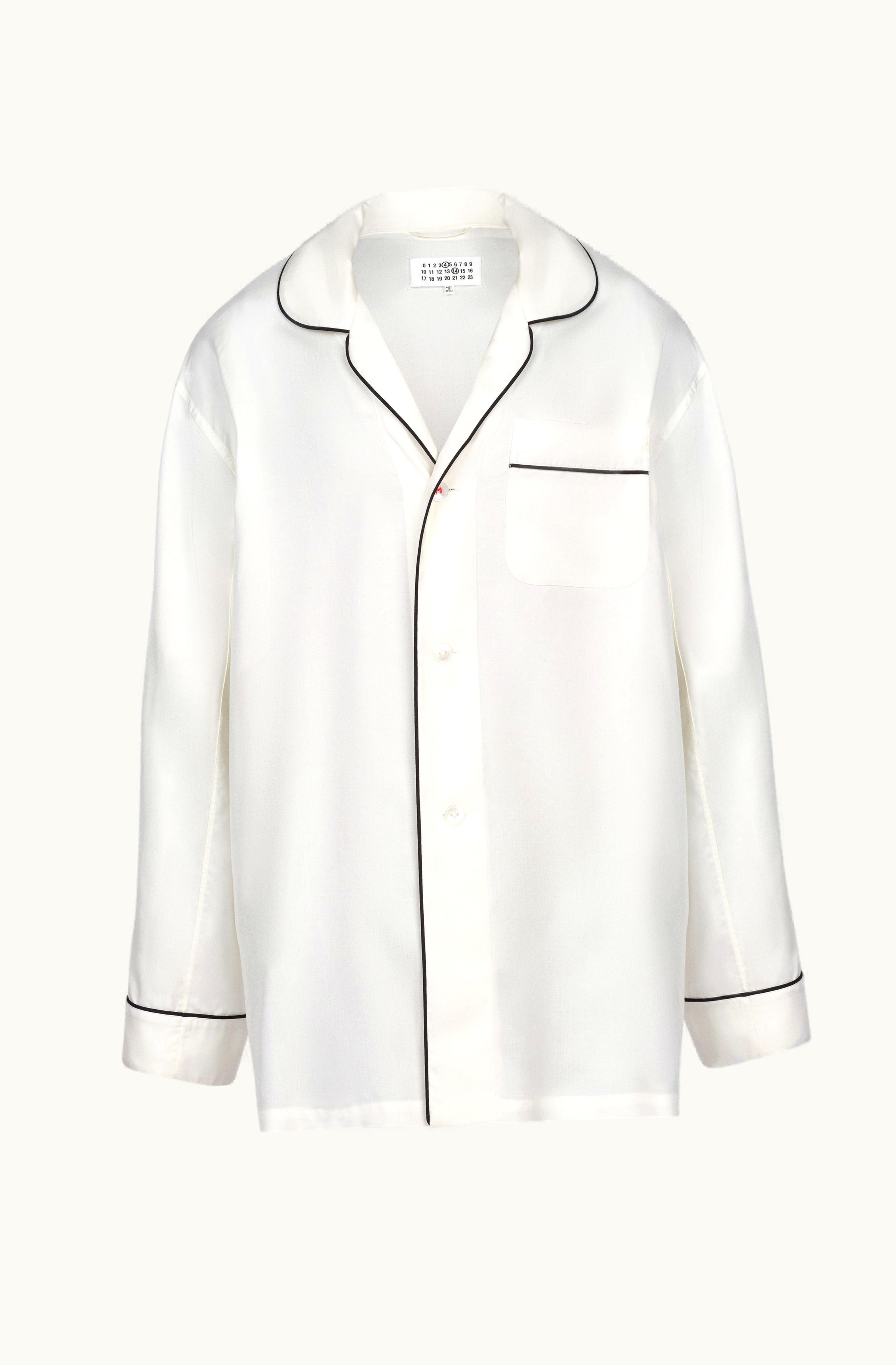 Maison Margiela Maison Margiela Open Collar Shirt - Silk Poplin Ivory