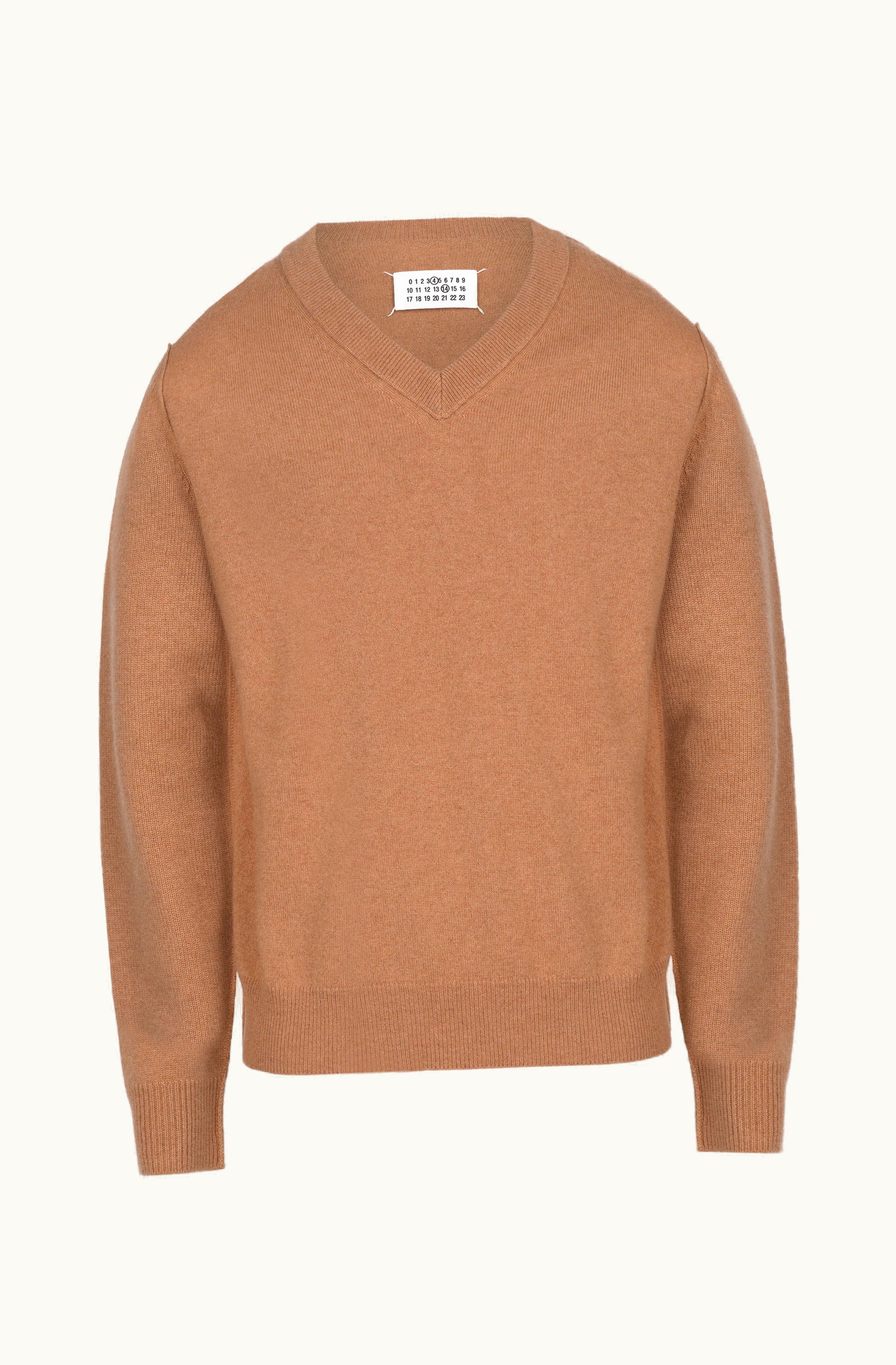 Maison Margiela Maison Margiela V-Neck Cashmere Jumper Camel