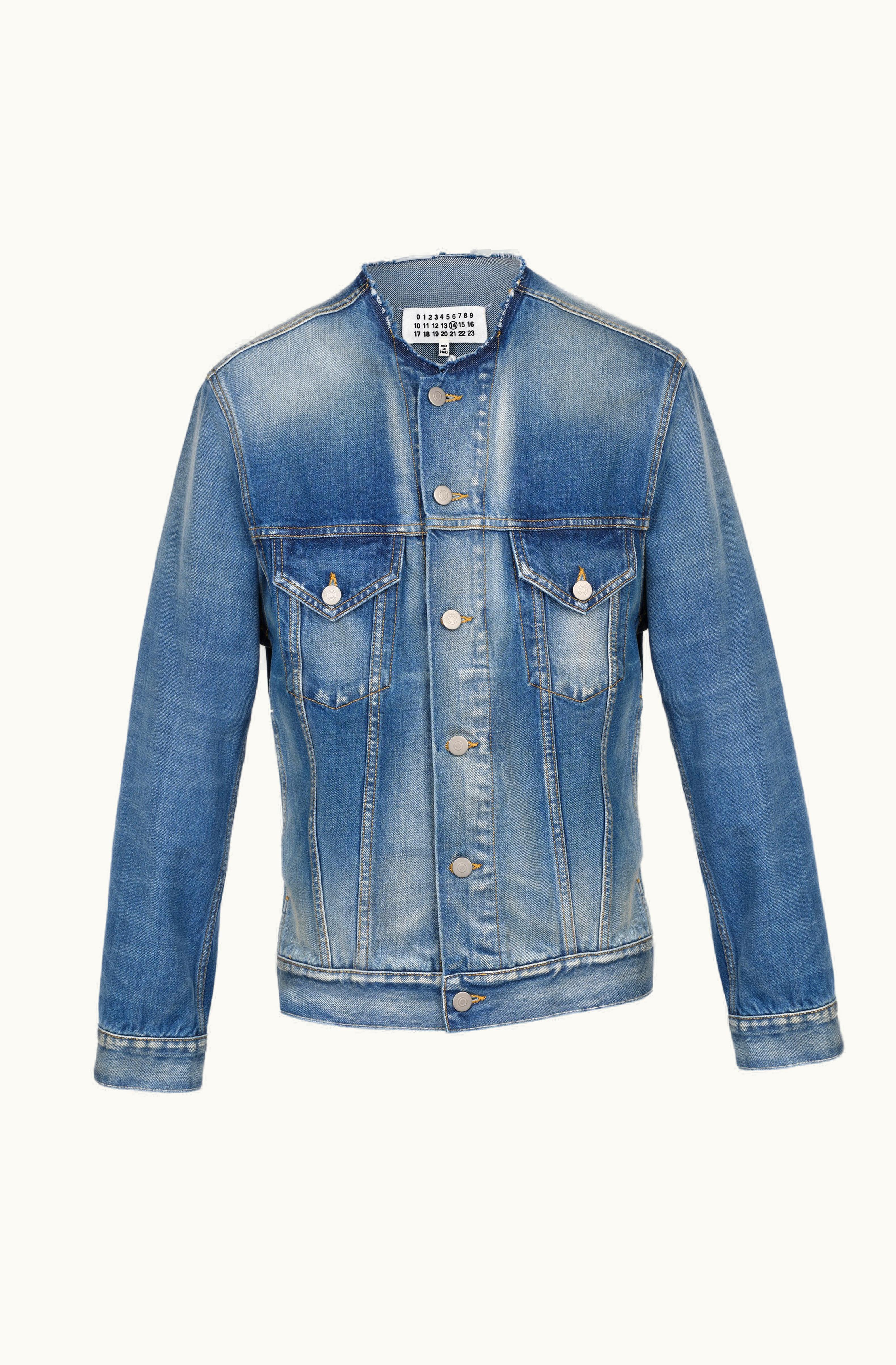 Maison Margiela Maison Margiela Collarless Denim Jacket Blue