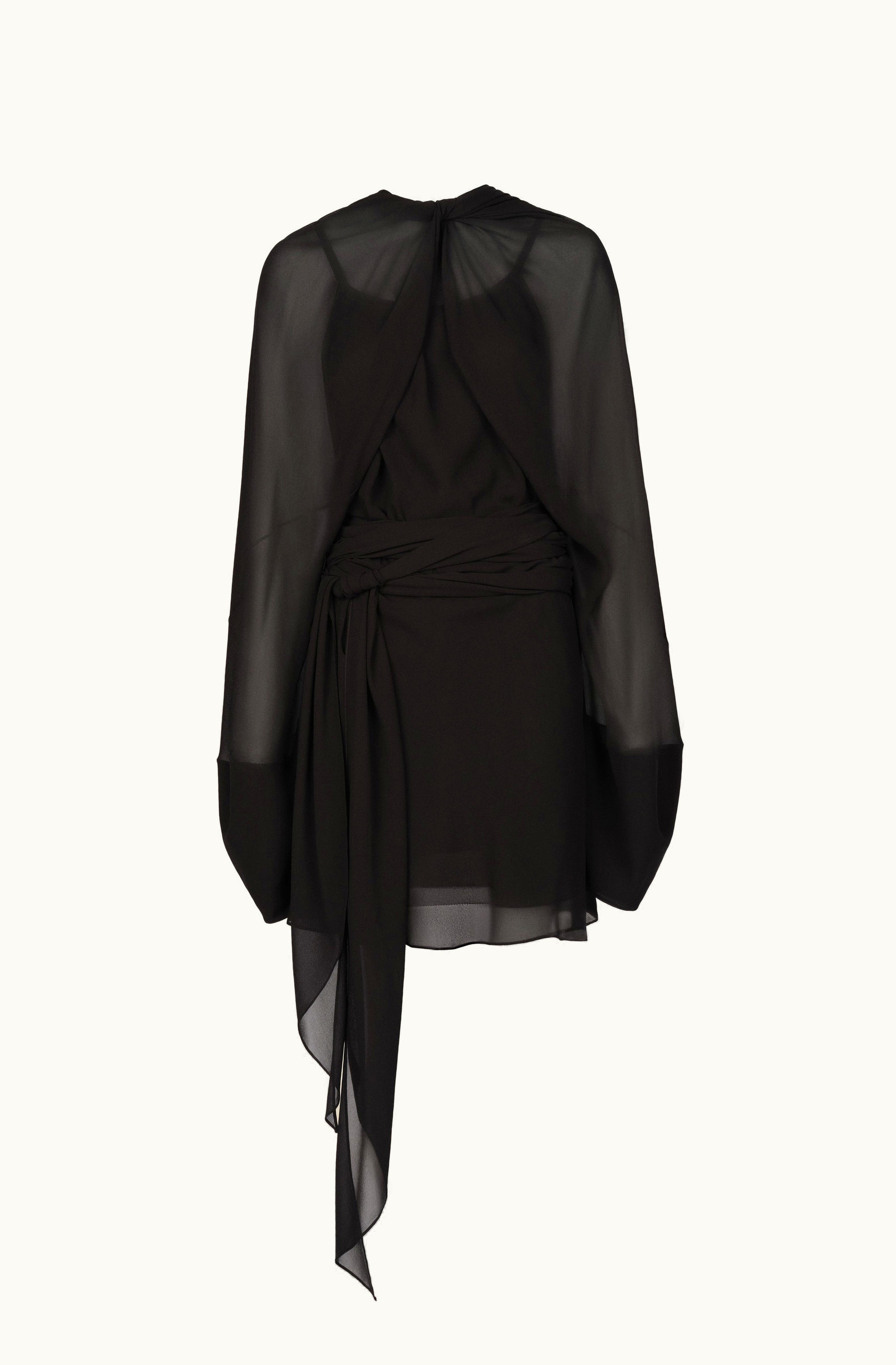 Maison Margiela Maison Margiela Long Sleeve Silk Dress - Georgette Black