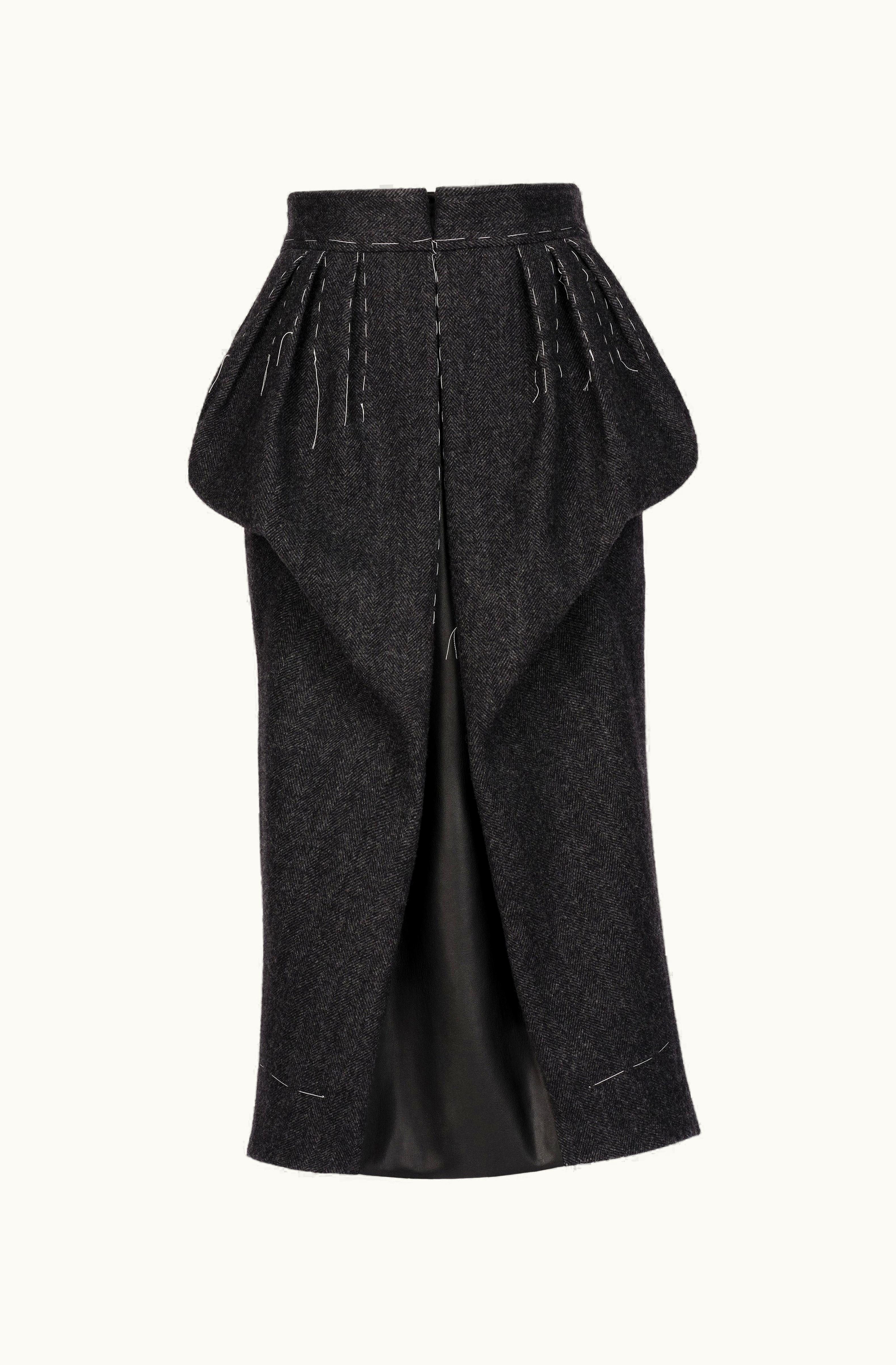 Maison Margiela Maison Margiela Knee Length Skirt - Herringbone Wool Dark Shadow