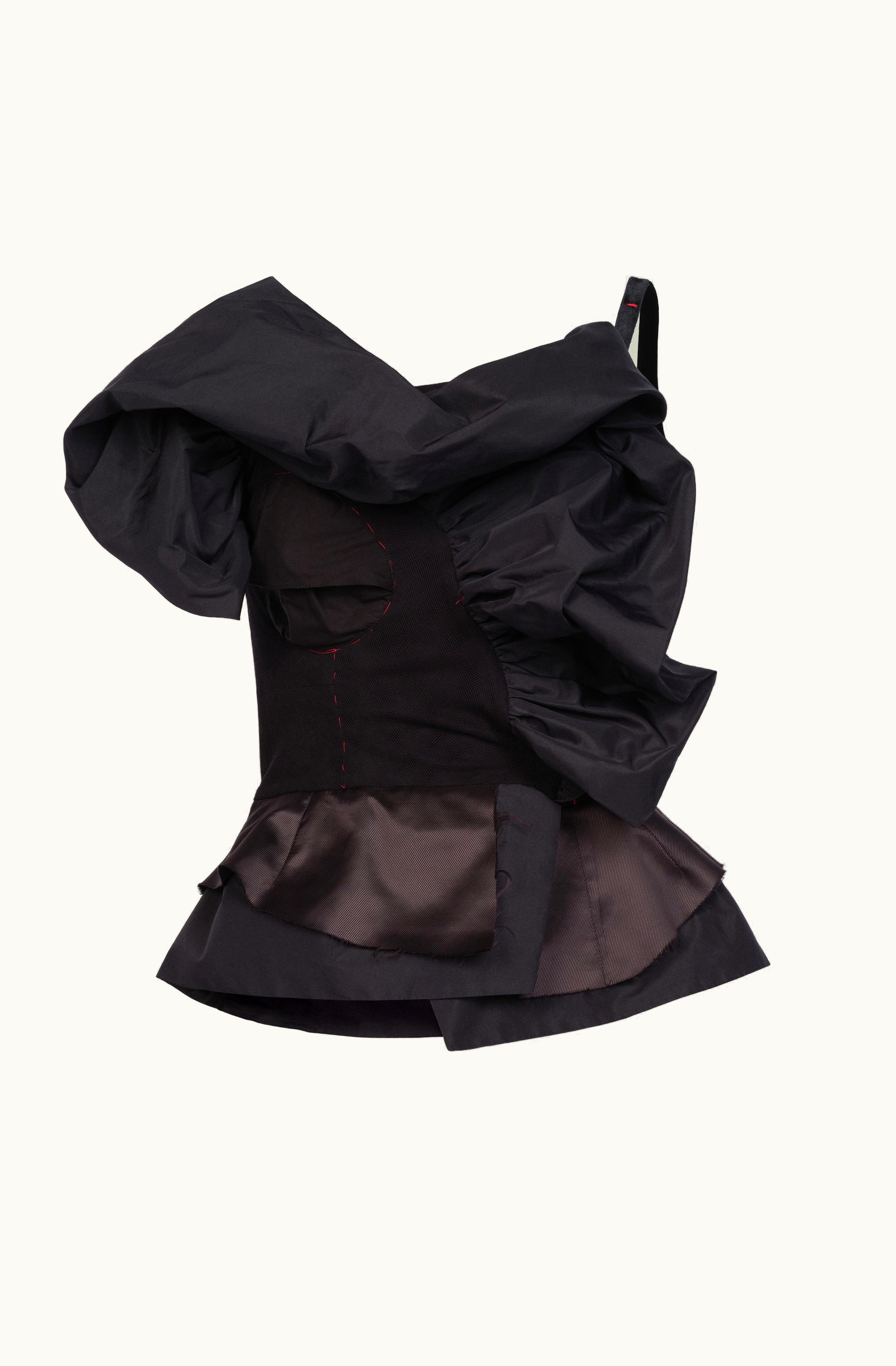 Maison Margiela Maison Margiela Black Sleeveless Top - Ruffled Taffeta Black