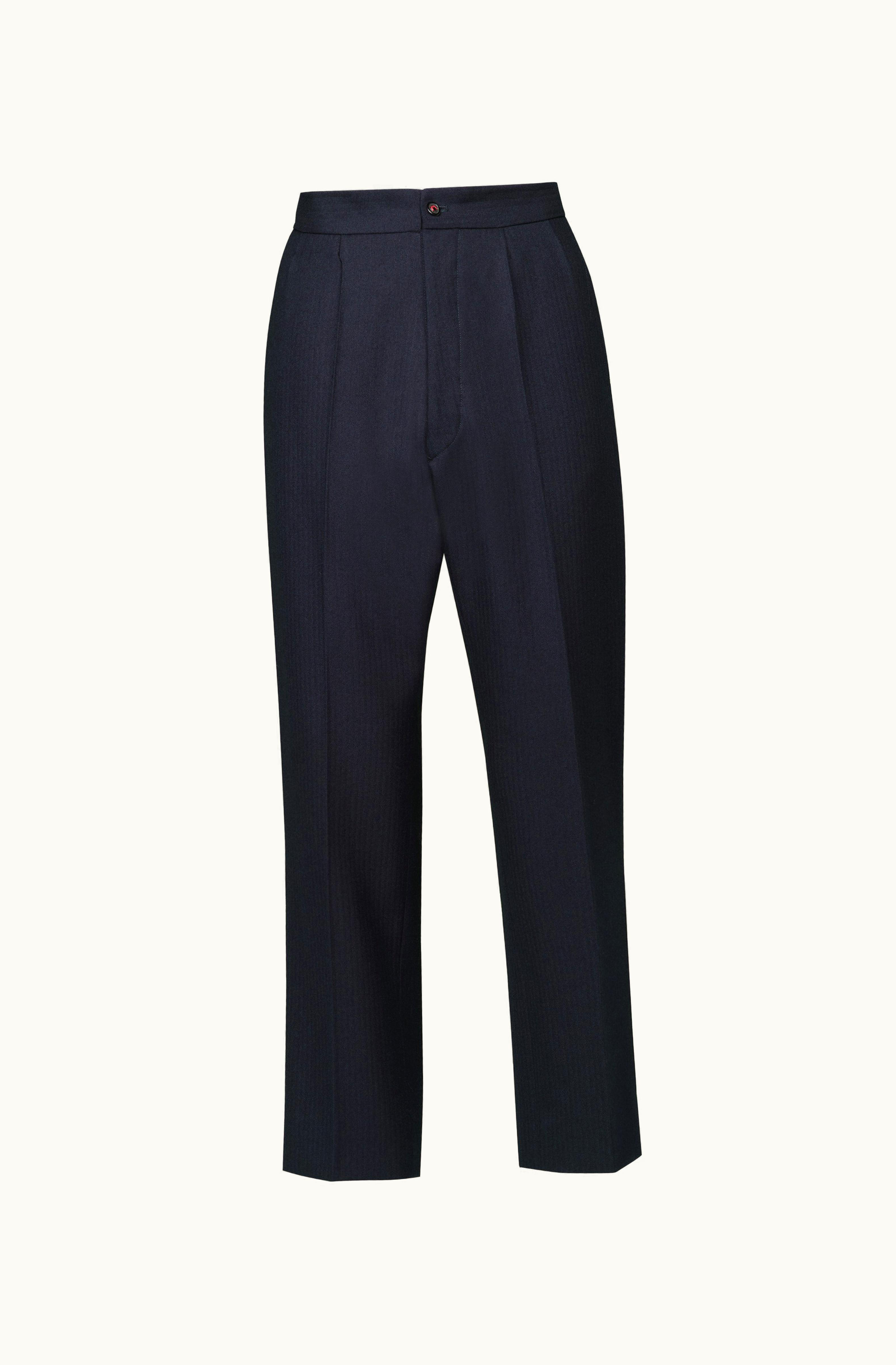 Maison Margiela Maison Margiela Pleated Wool Trousers Navy