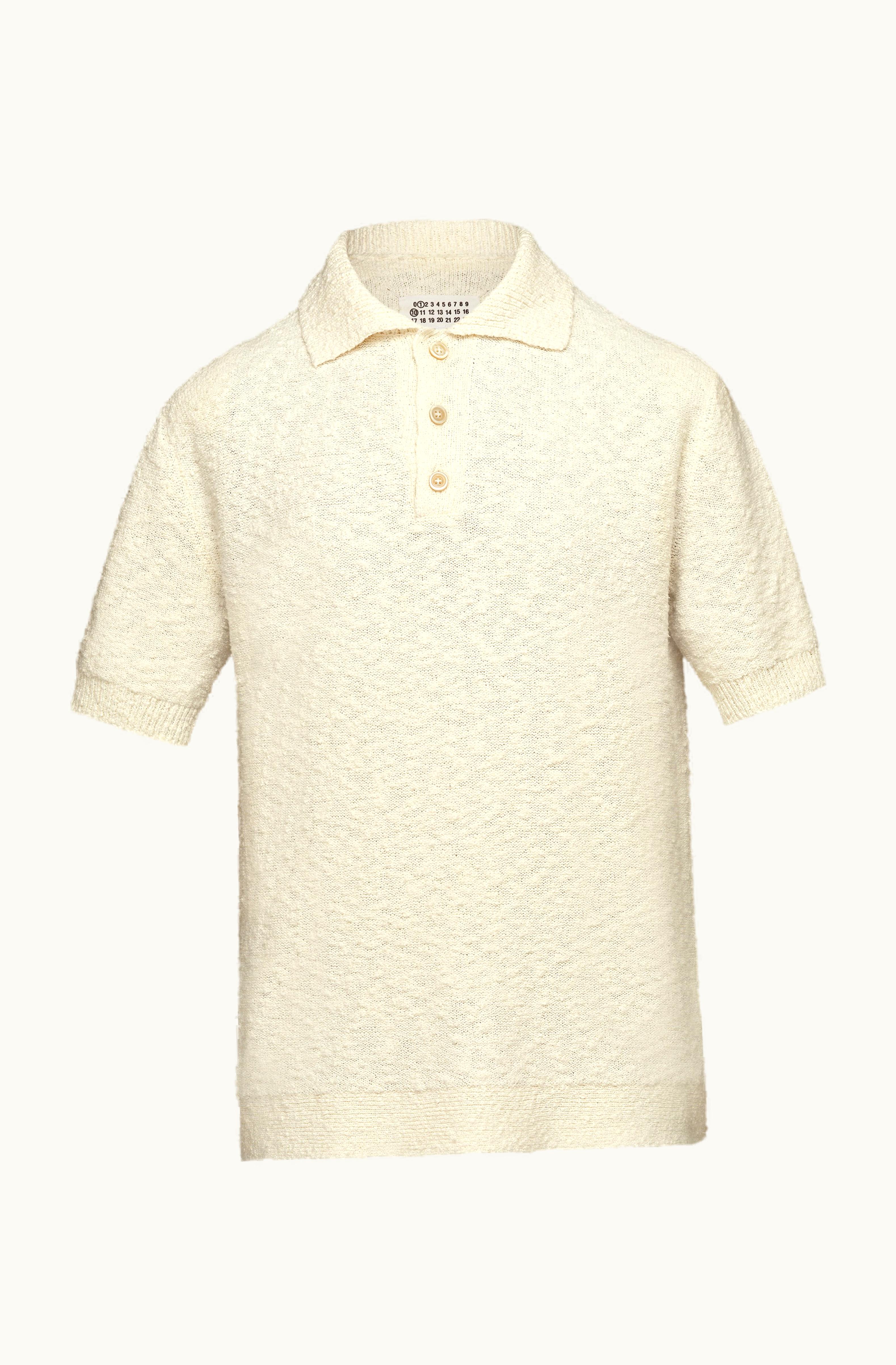 Maison Margiela Maison Margiela Nostalgic Boucle Knit Polo Shirt Ivory