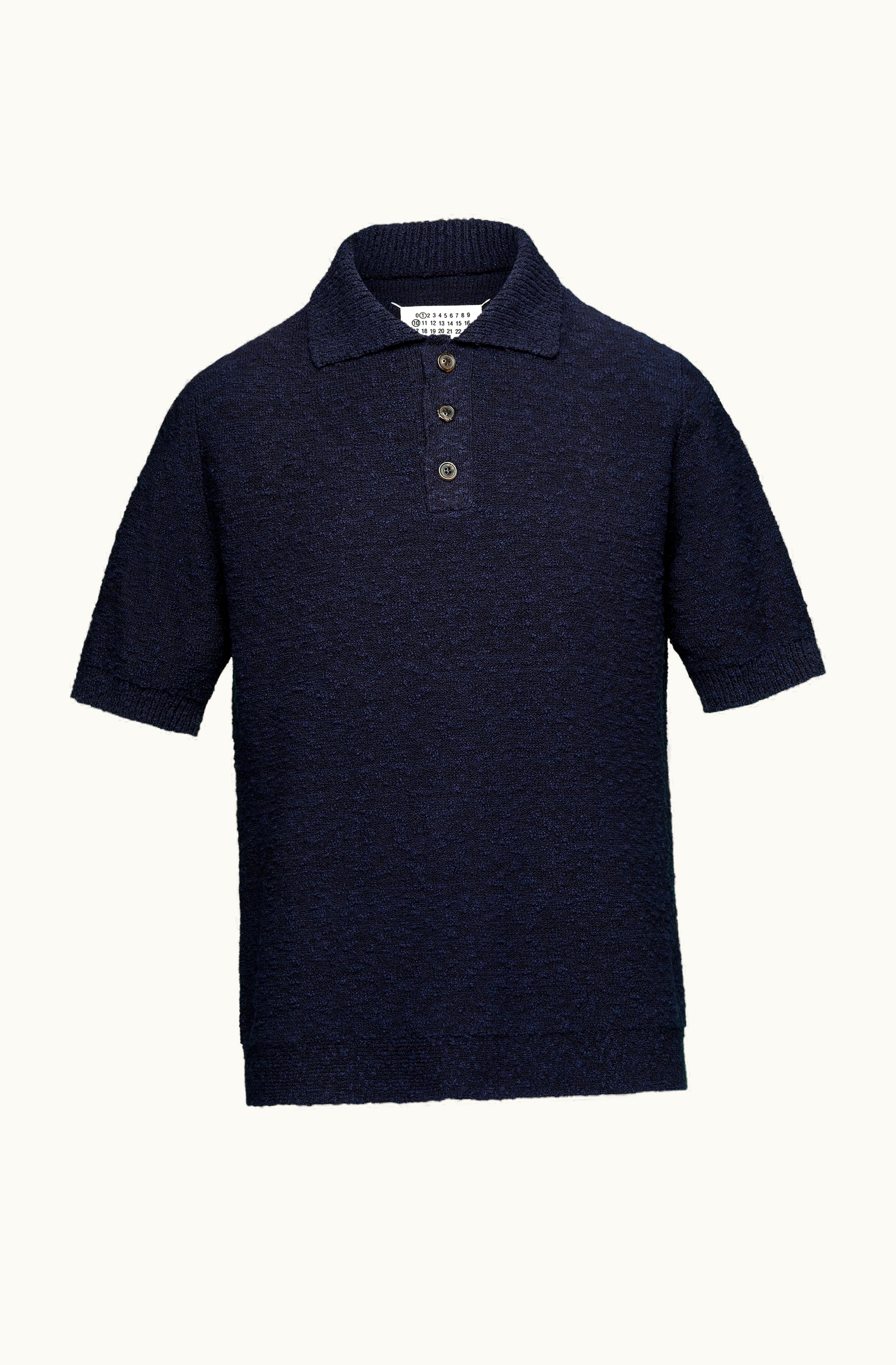 Maison Margiela Maison Margiela Nostalgic Boucle Knit Polo Shirt Blue
