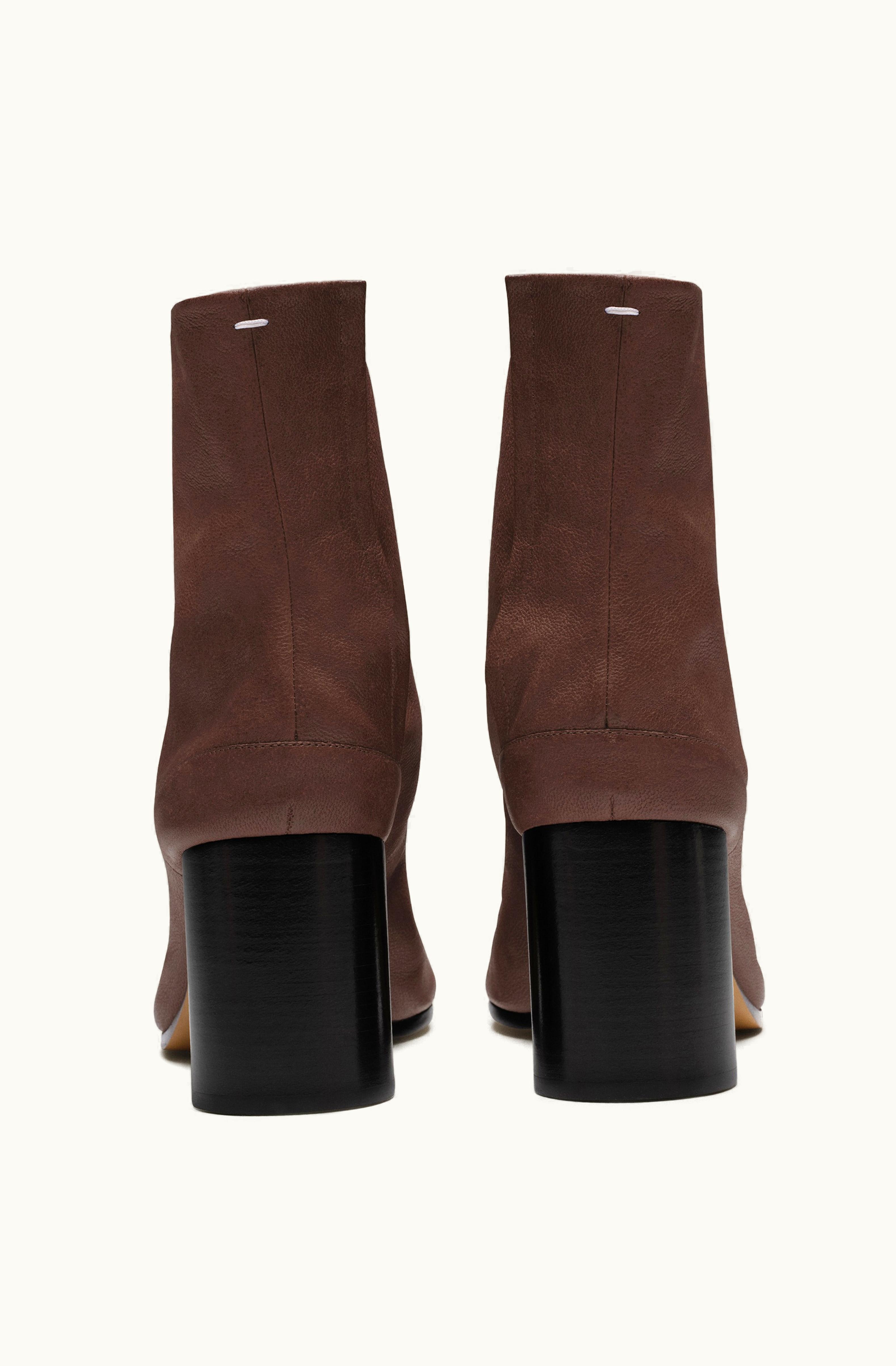 Maison Margiela Maison Margiela Tabi Leather Ankle Boots With Block Heel Walnut