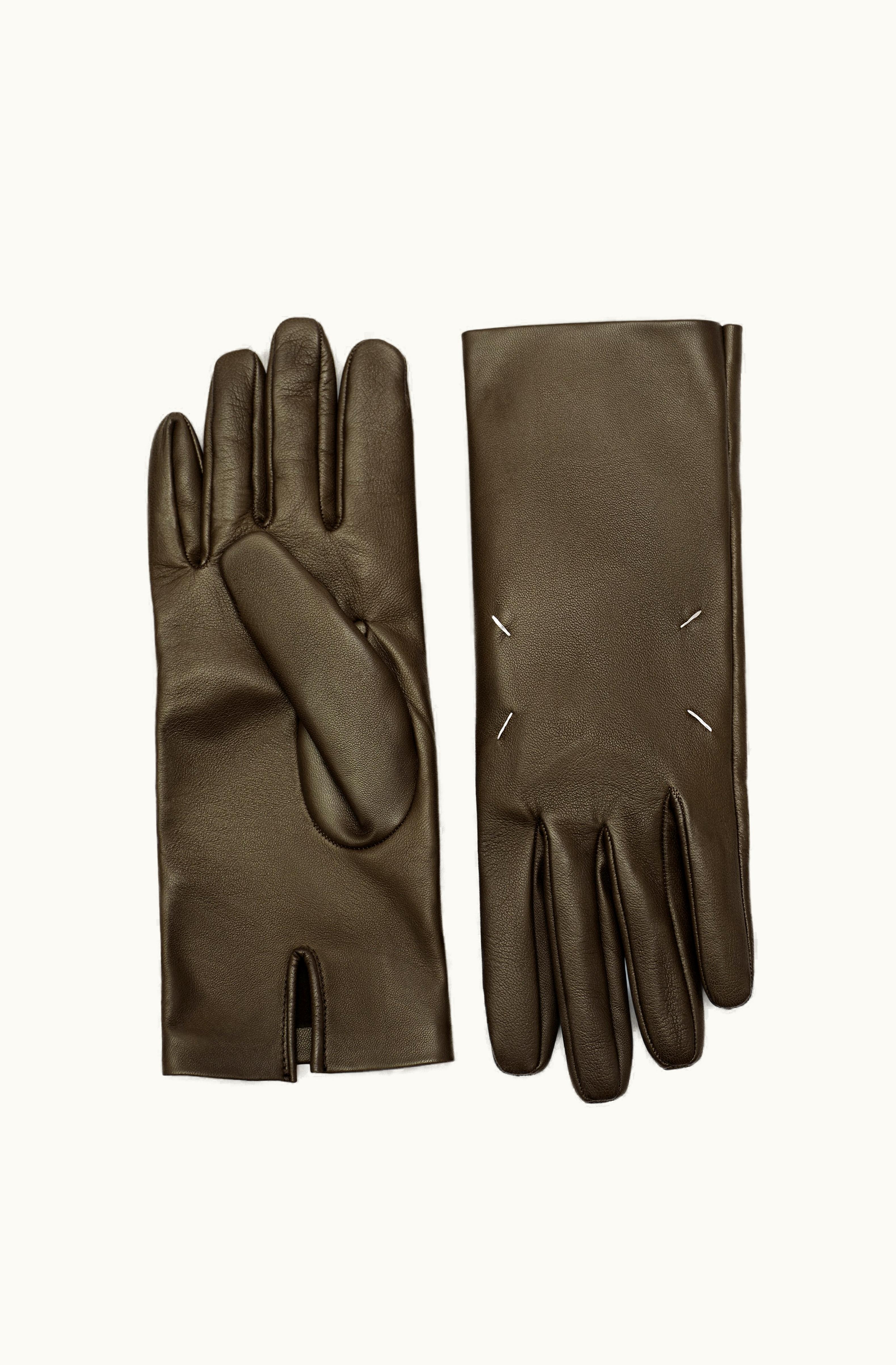 Maison Margiela Maison Margiela Men's Four Stitches Gloves Dark Green And Walnut