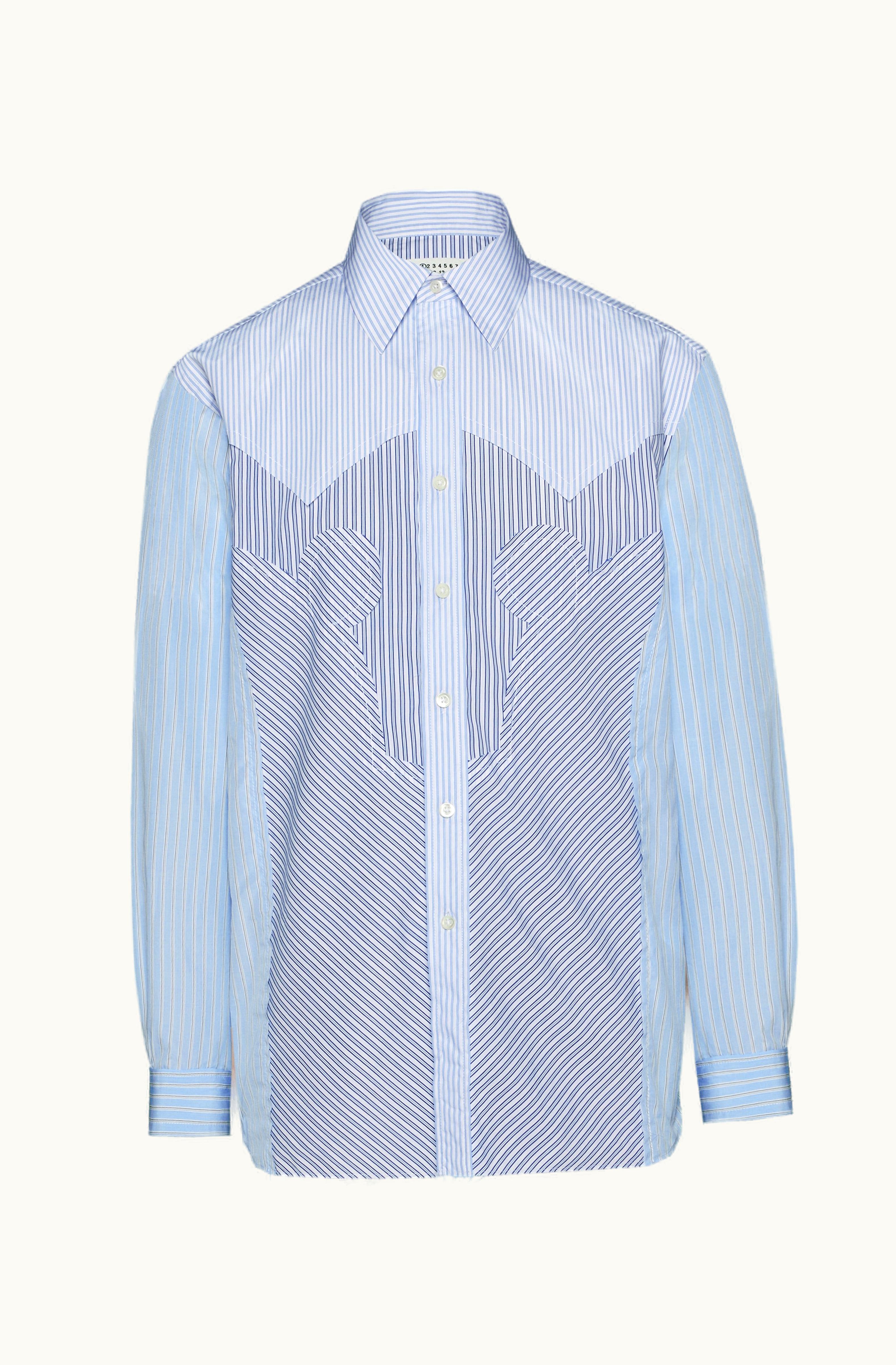 Maison Margiela Maison Margiela Yoke Stripe Cotton Shirt White And Blue