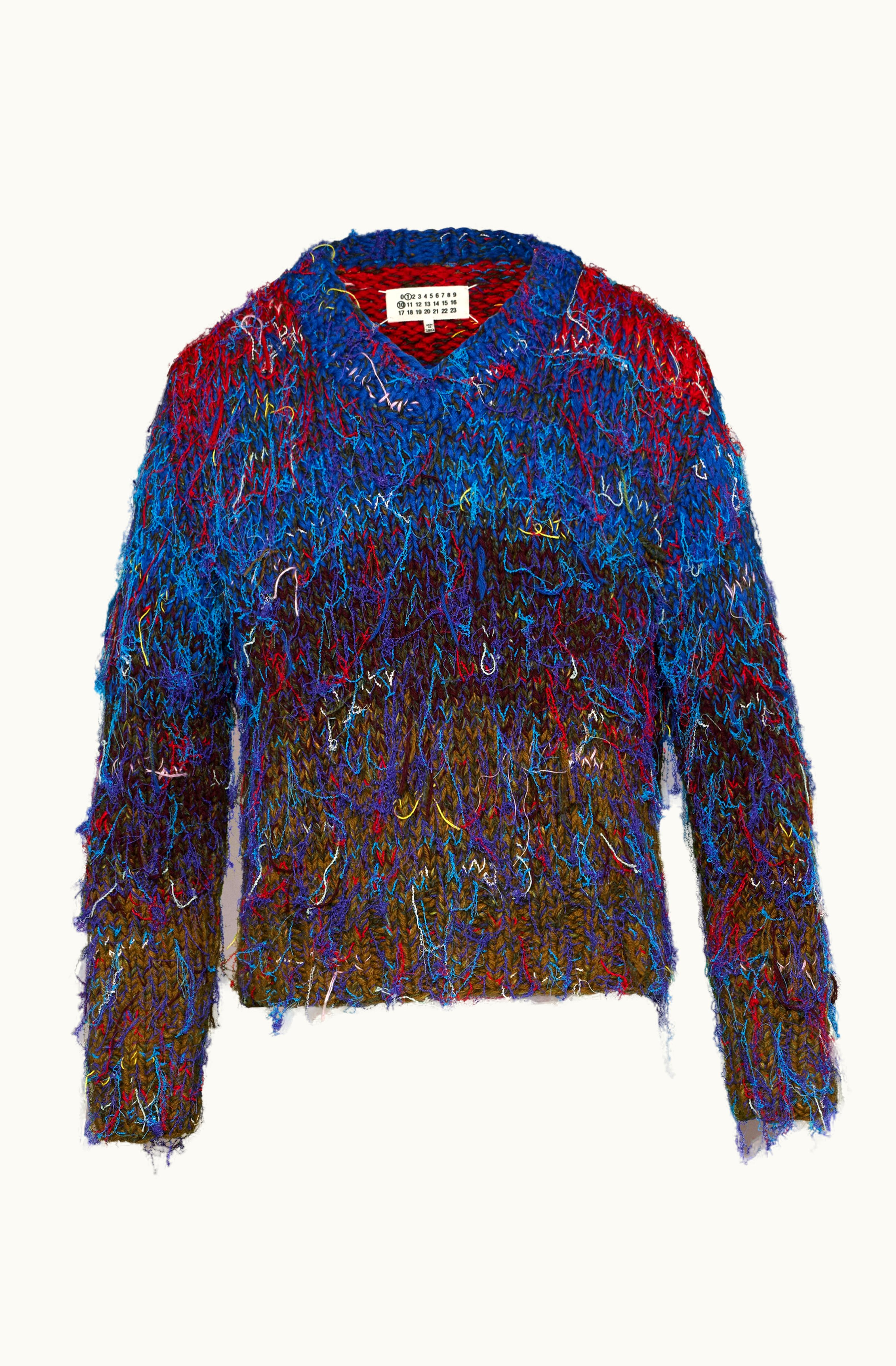 Maison Margiela Maison Margiela Handmade Knit Sweater Recycled Blend Blue And Red