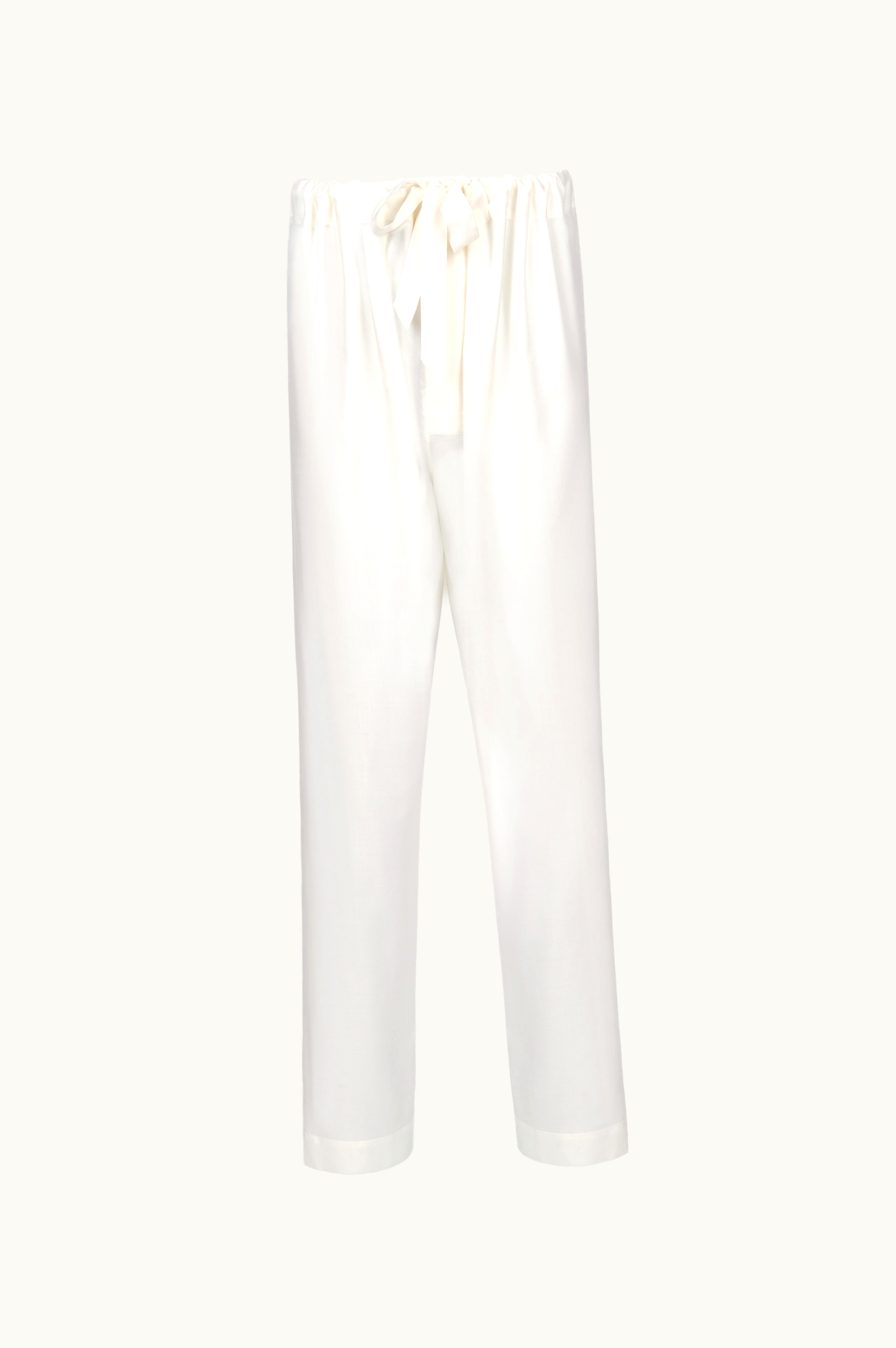 Maison Margiela Maison Margiela Silk Trousers Straight Leg Ivory