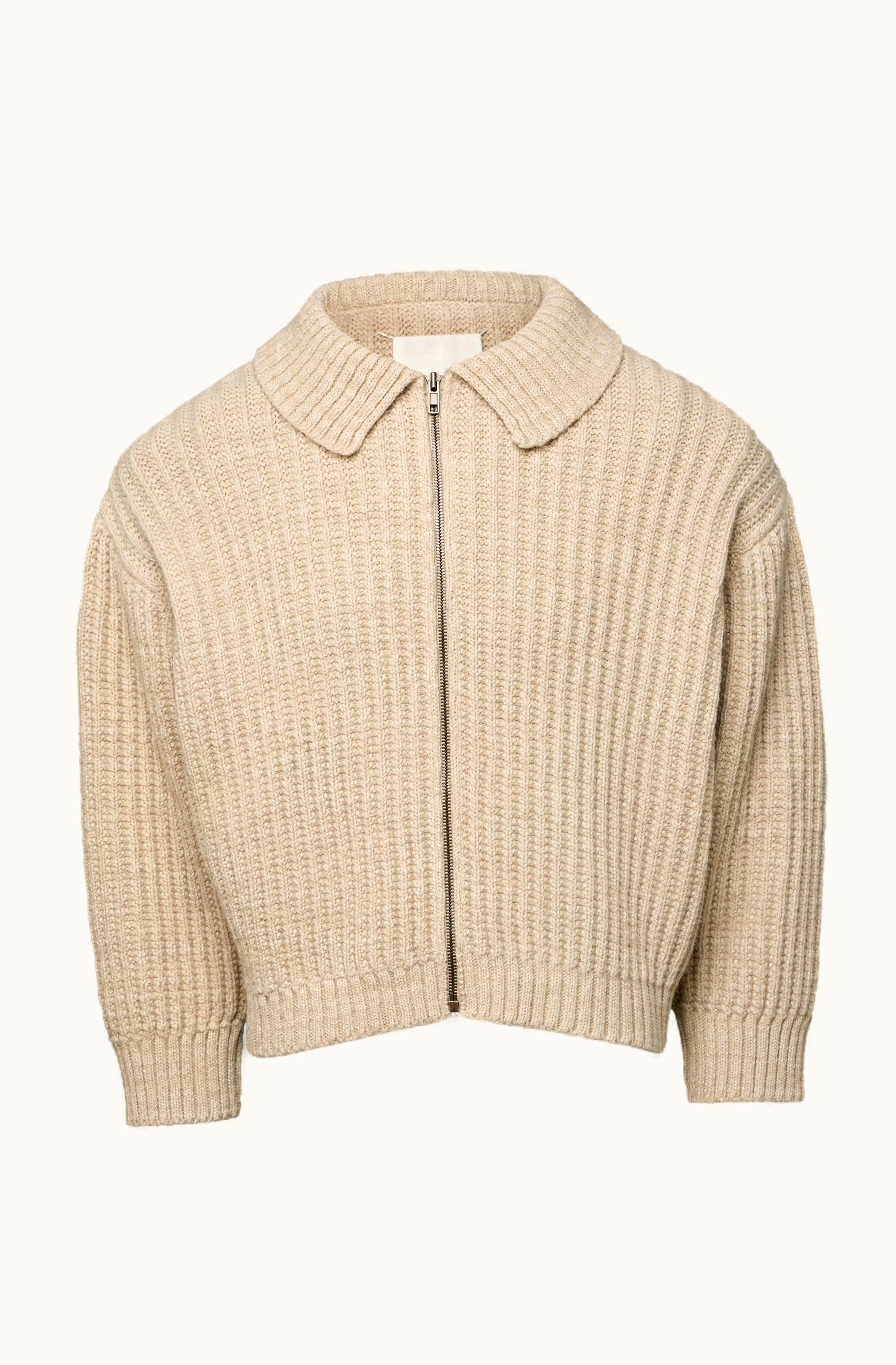 Maison Margiela Maison Margiela Distorted Knit Zip Sweater Ecru