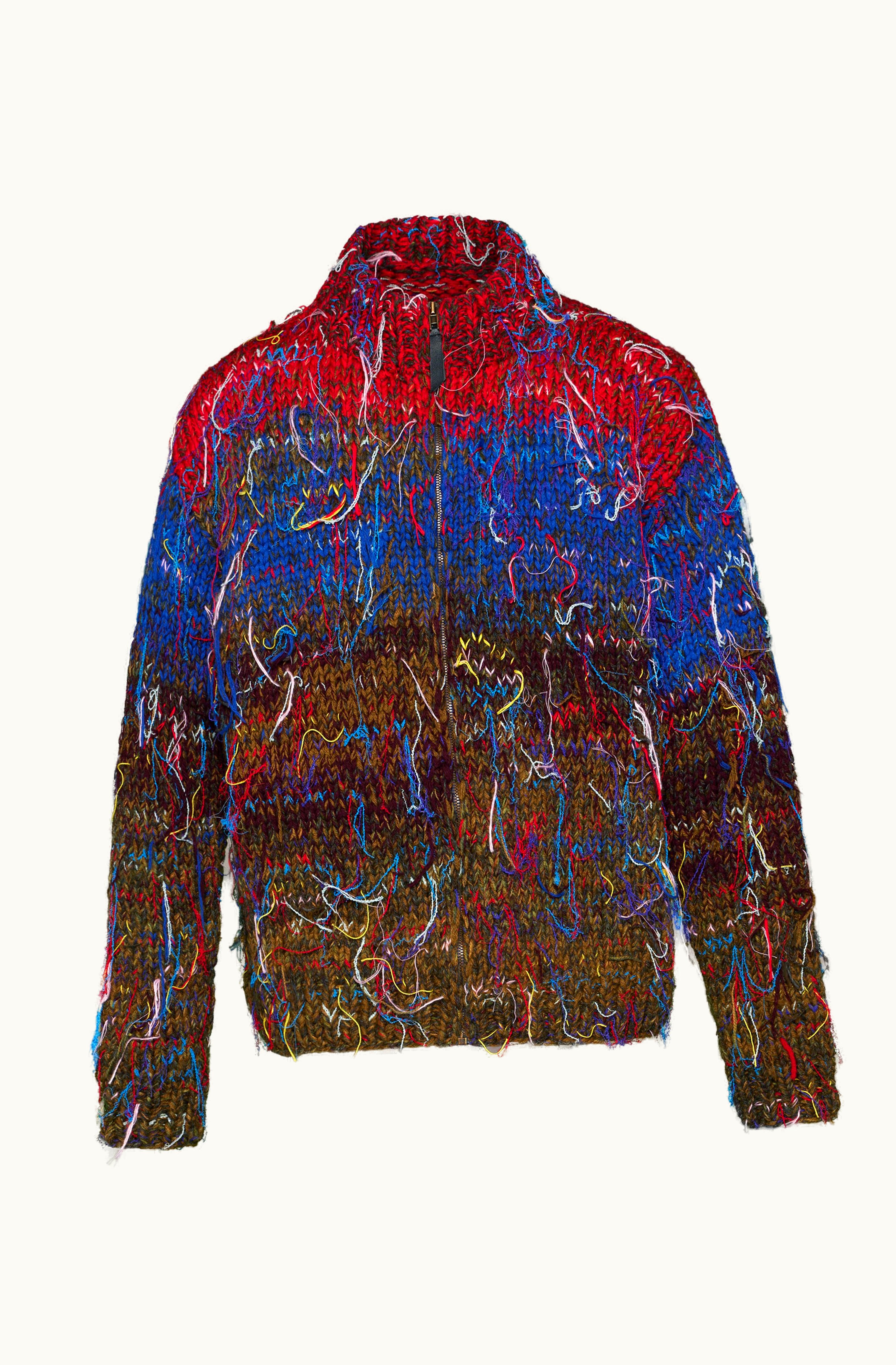 Maison Margiela Maison Margiela Handmade Knit Zip Sweater Blue And Red