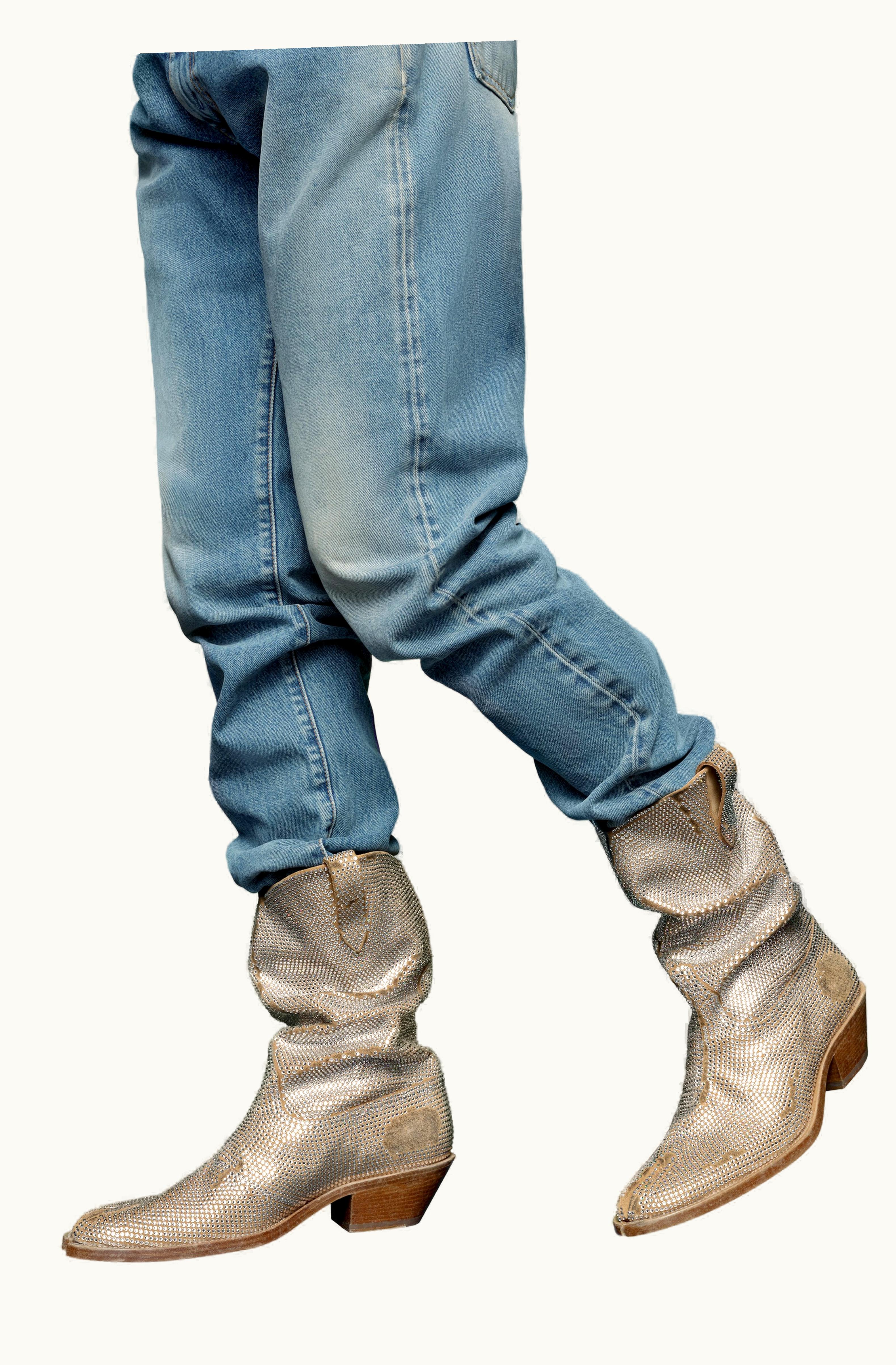 Maison Margiela Maison Margiela Men's Silver Tabi Rhinestone Western Boot Silver Color