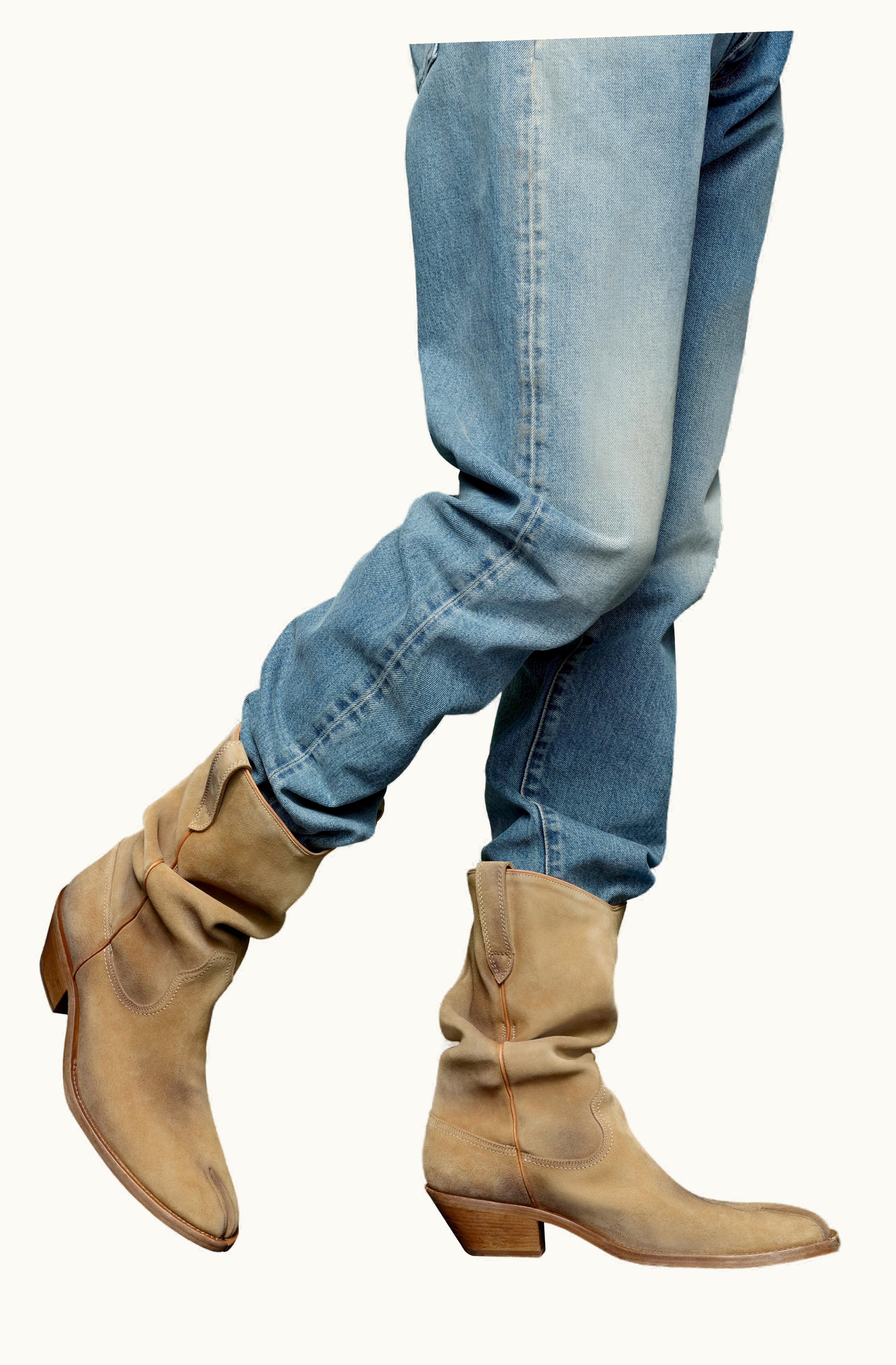 Maison Margiela Maison Margiela Men's Tabi Western Boot Suede Calf Leather Beige