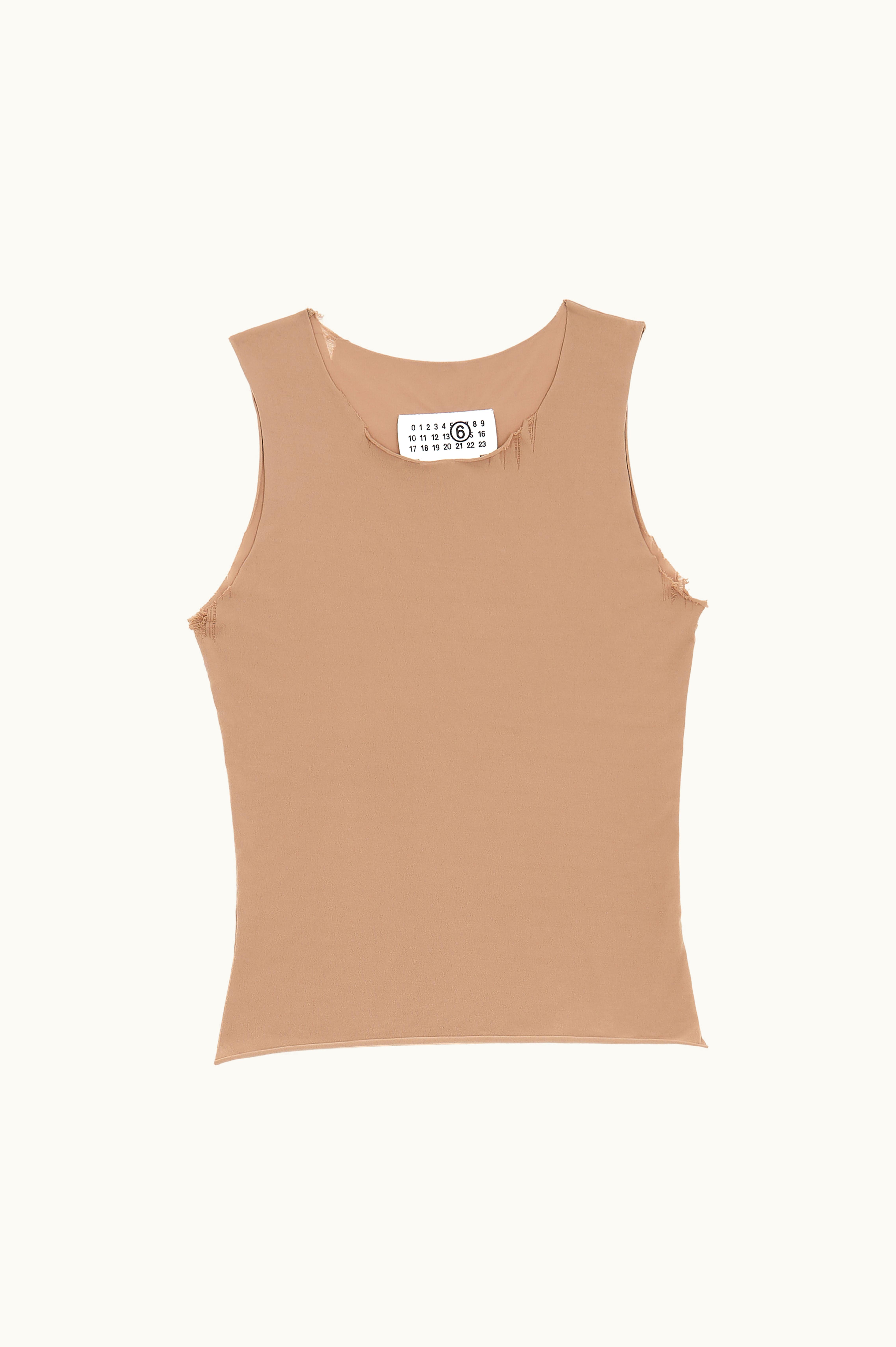 MM6 Maison Margiela MM6 Maison Margiela Sheer Jersey Top Mud Brown