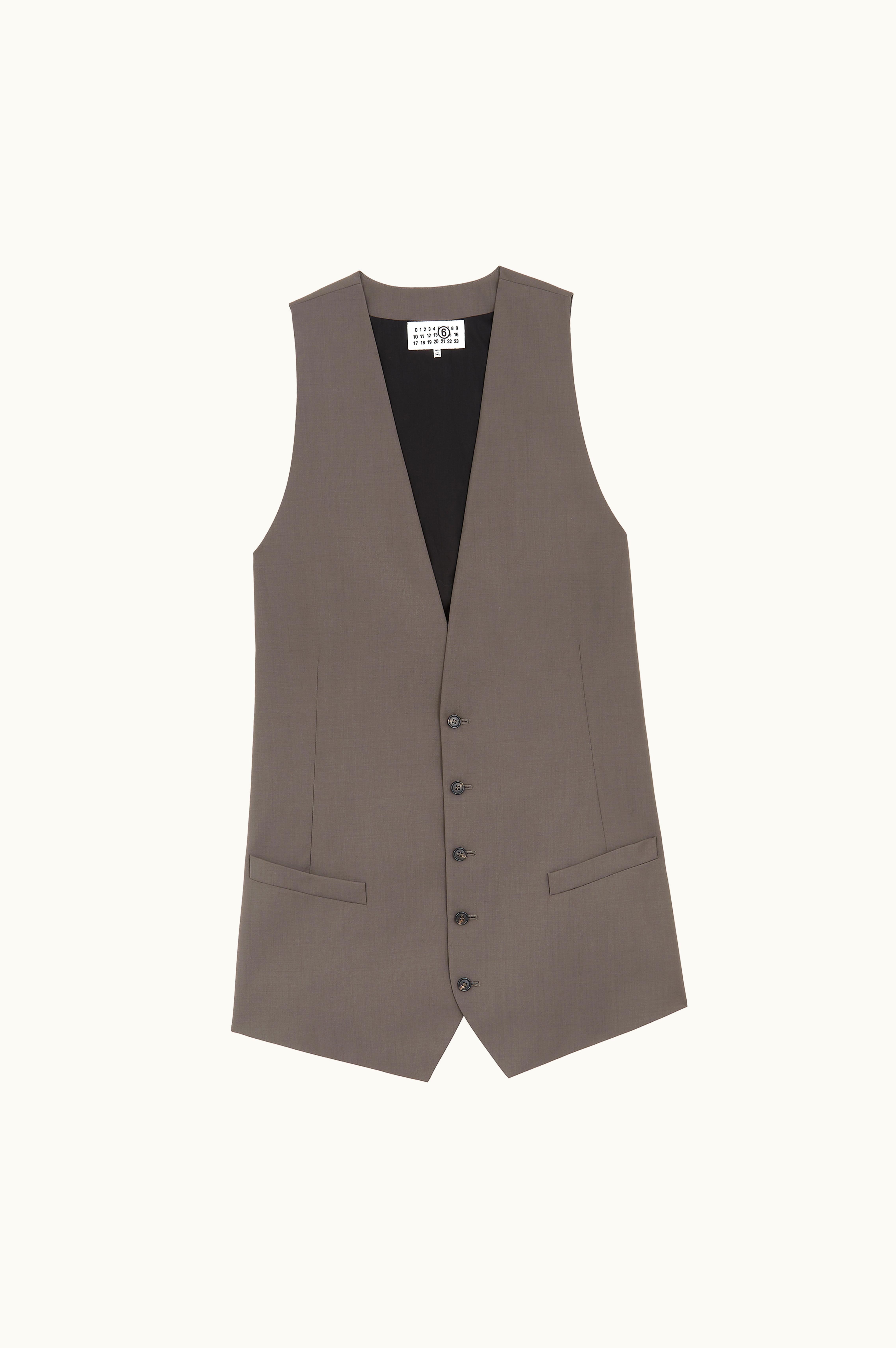 MM6 Maison Margiela MM6 Maison Margiela Tailoring Wool Canvas Waistcoat Mud Brown