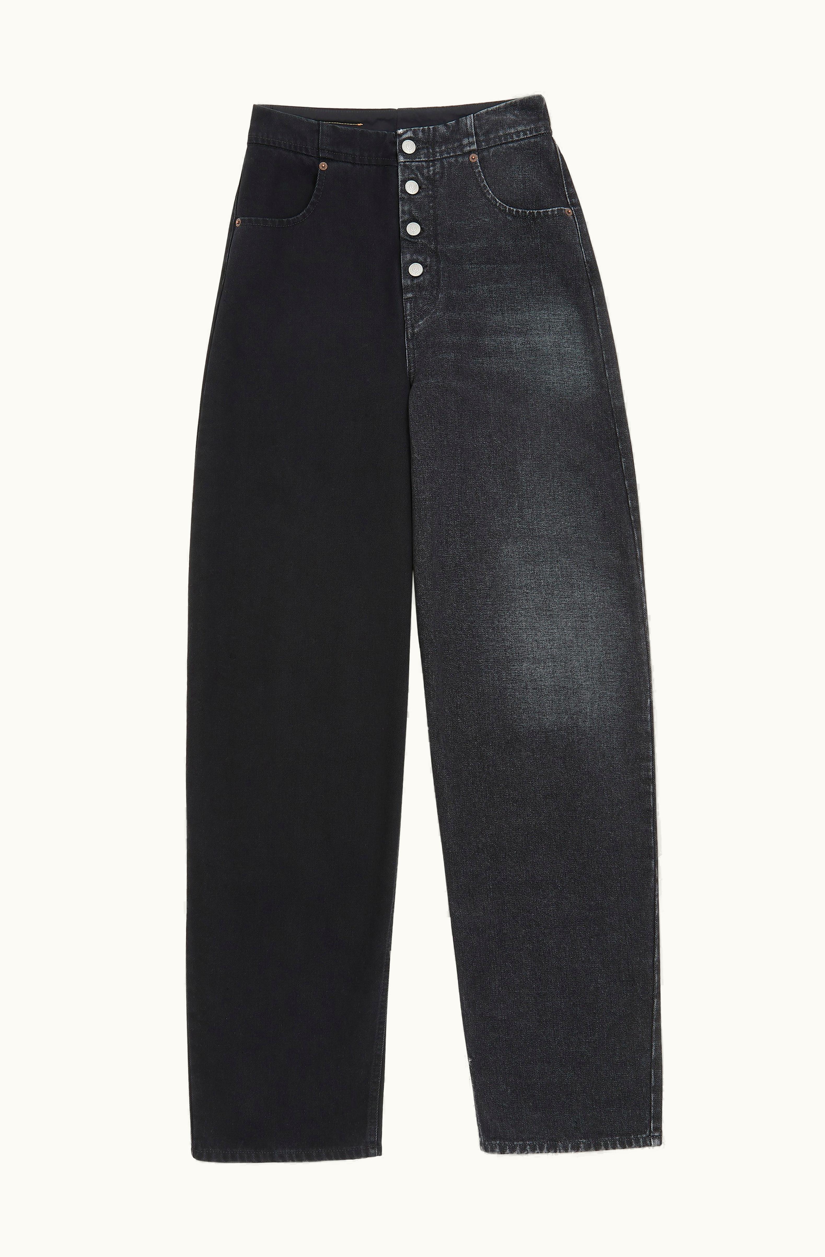MM6 Maison Margiela MM6 Maison Margiela Half And Half Wide-Leg Denim Pants Black