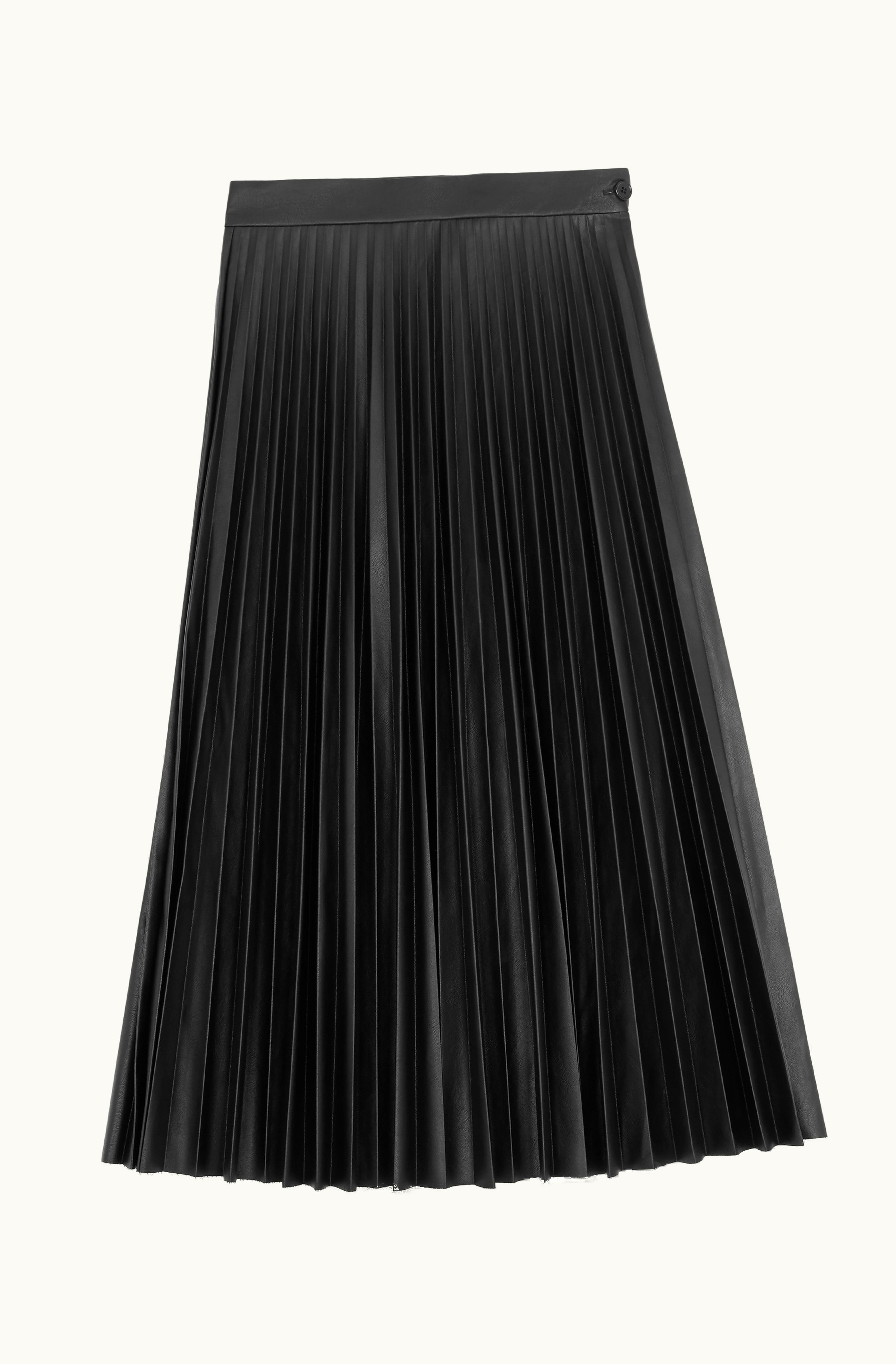 MM6 Maison Margiela MM6 Maison Margiela Pleated Faux Leather Midi Skirt Black