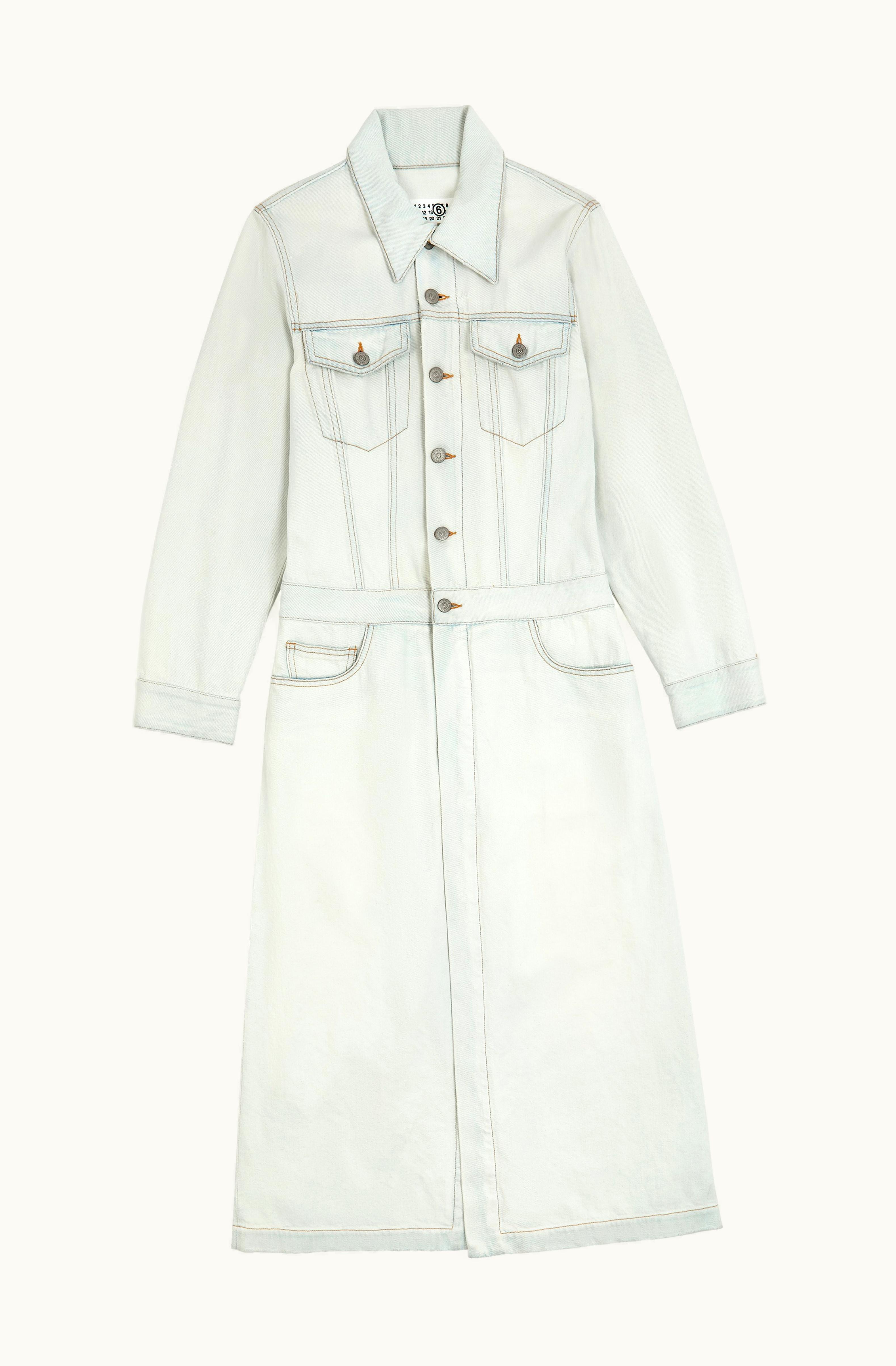 MM6 Maison Margiela MM6 Maison Margiela Lightweight Long Denim Coat Light Blue
