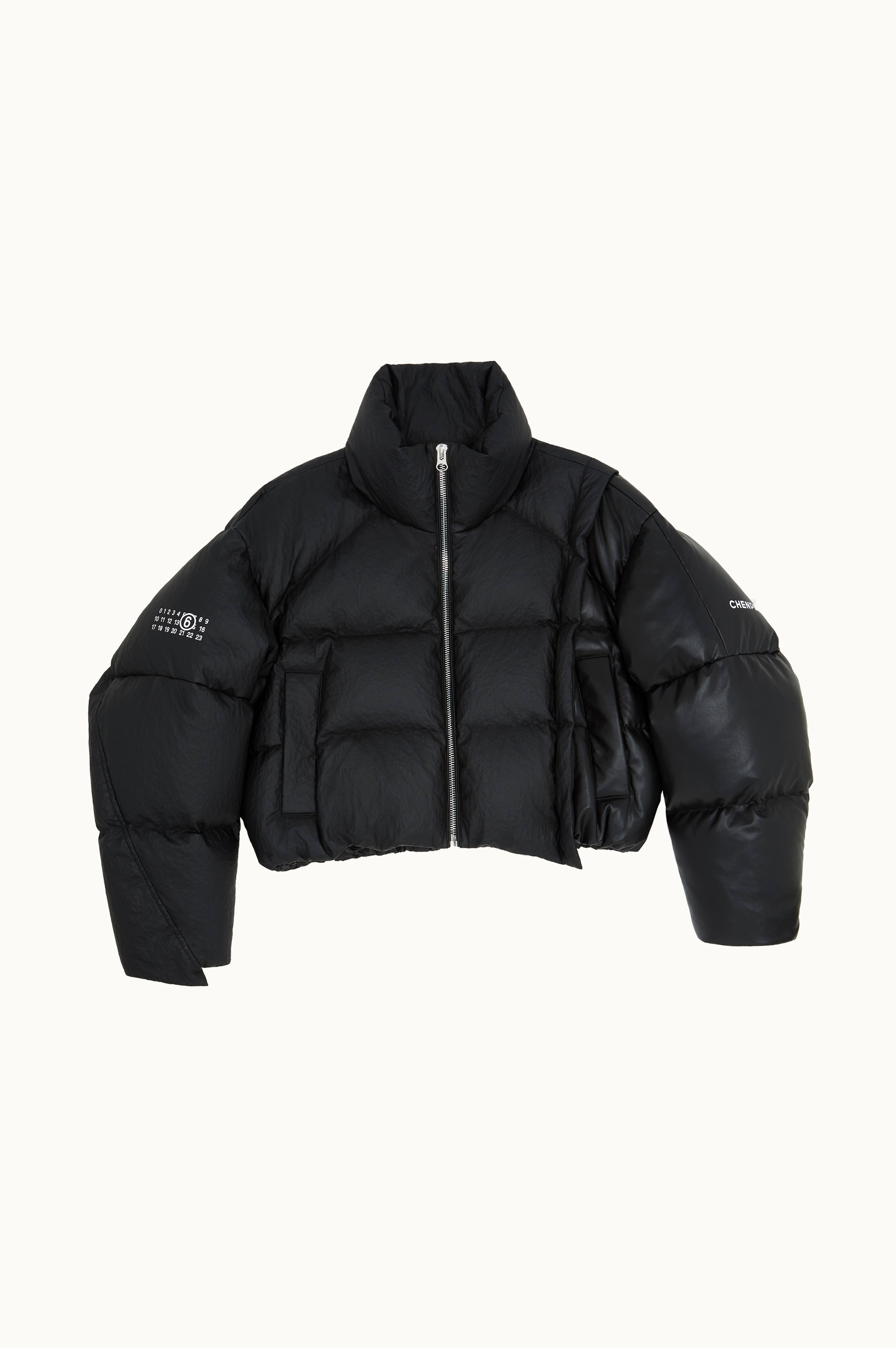 MM6 Maison Margiela MM6 Maison Margiela Women's Cropped Leather Puffer Jacket Black