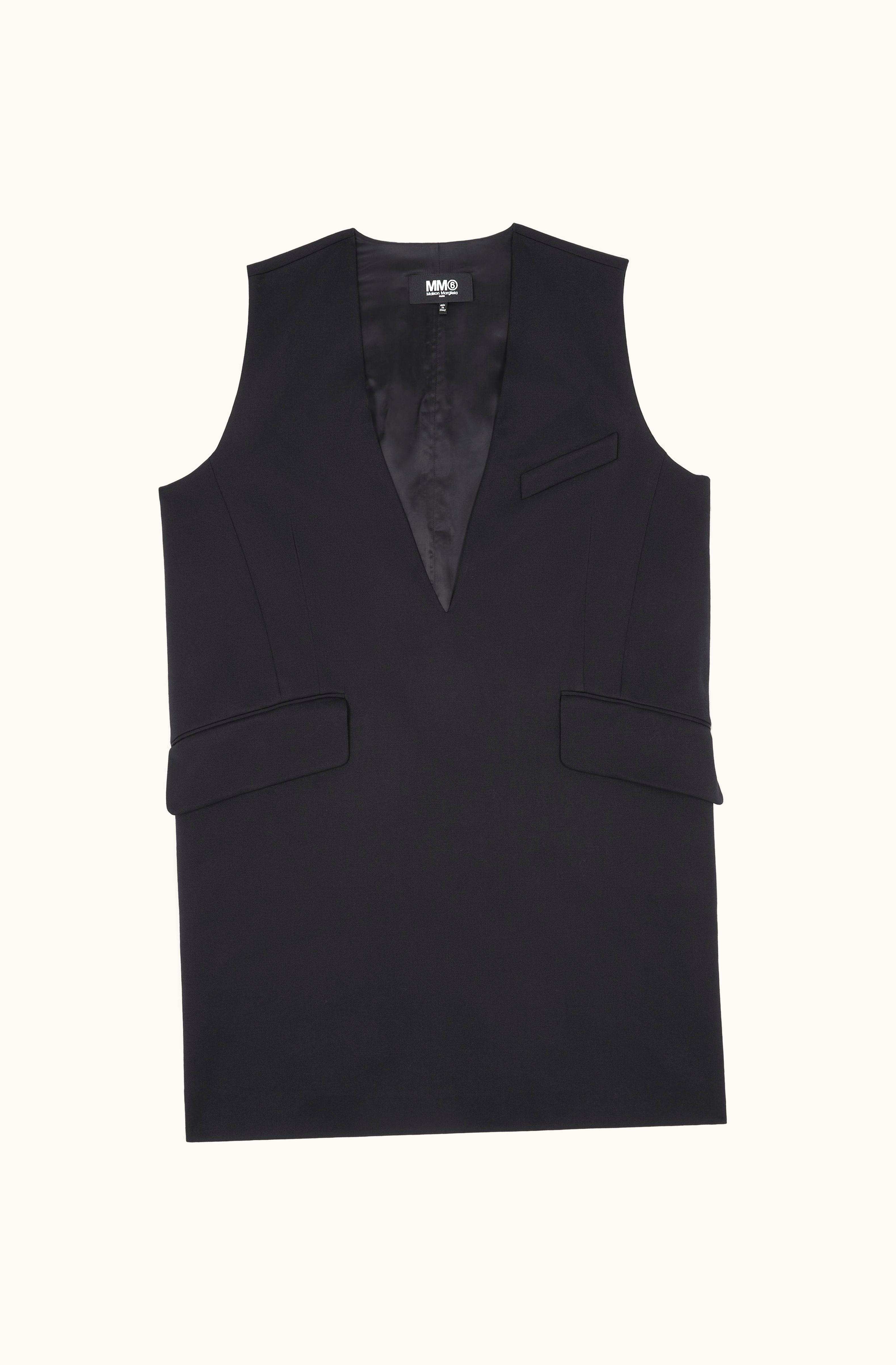 MM6 Maison Margiela MM6 Maison Margiela Women's V-Neck Sleeveless Dress Wool Black