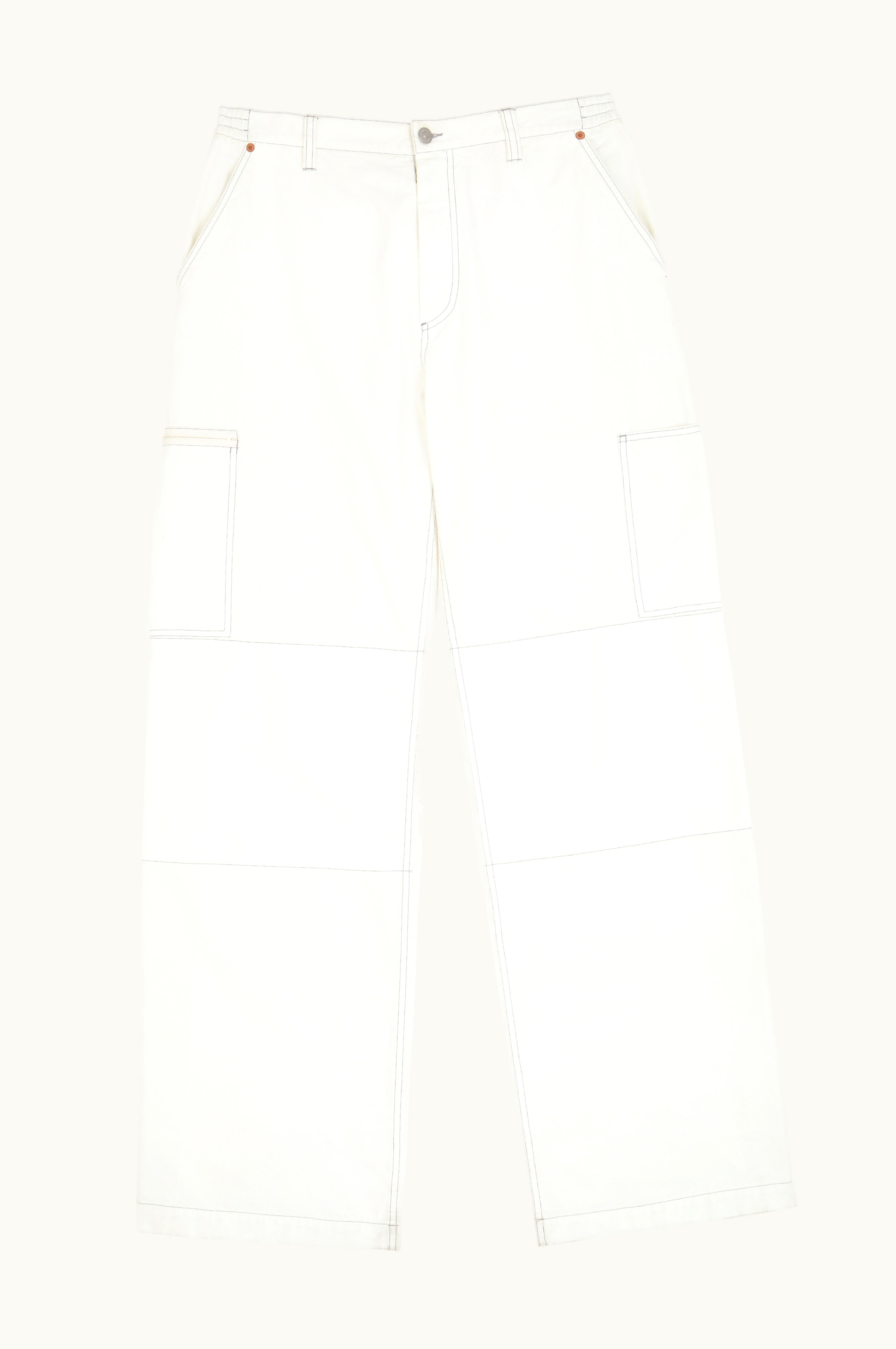 MM6 Maison Margiela MM6 Maison Margiela Numeric Signature Cotton Canvas Trousers Ivory