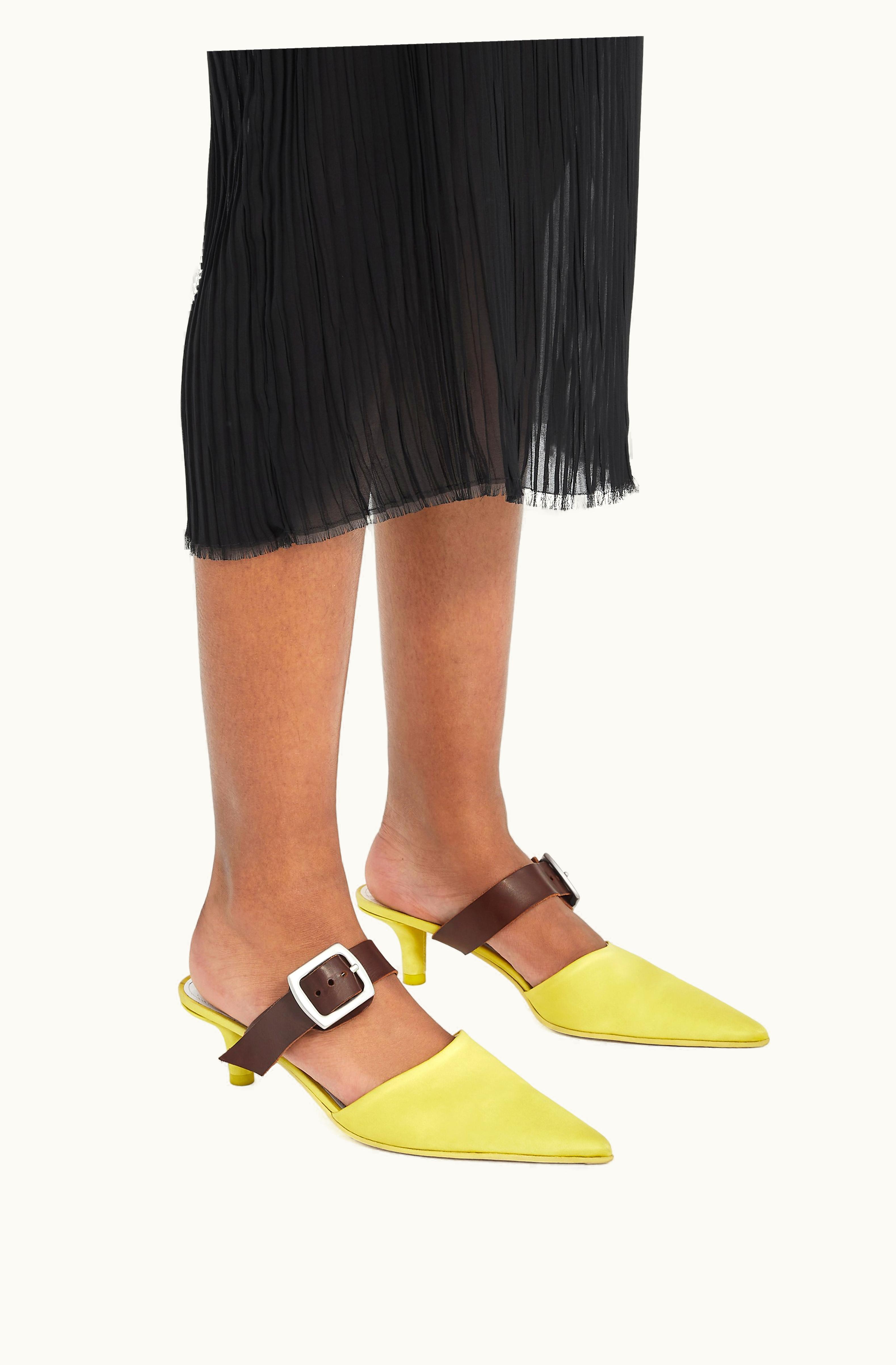 MM6 Maison Margiela MM6 Maison Margiela Repurposed Belt Mules Green Sheen And Brown