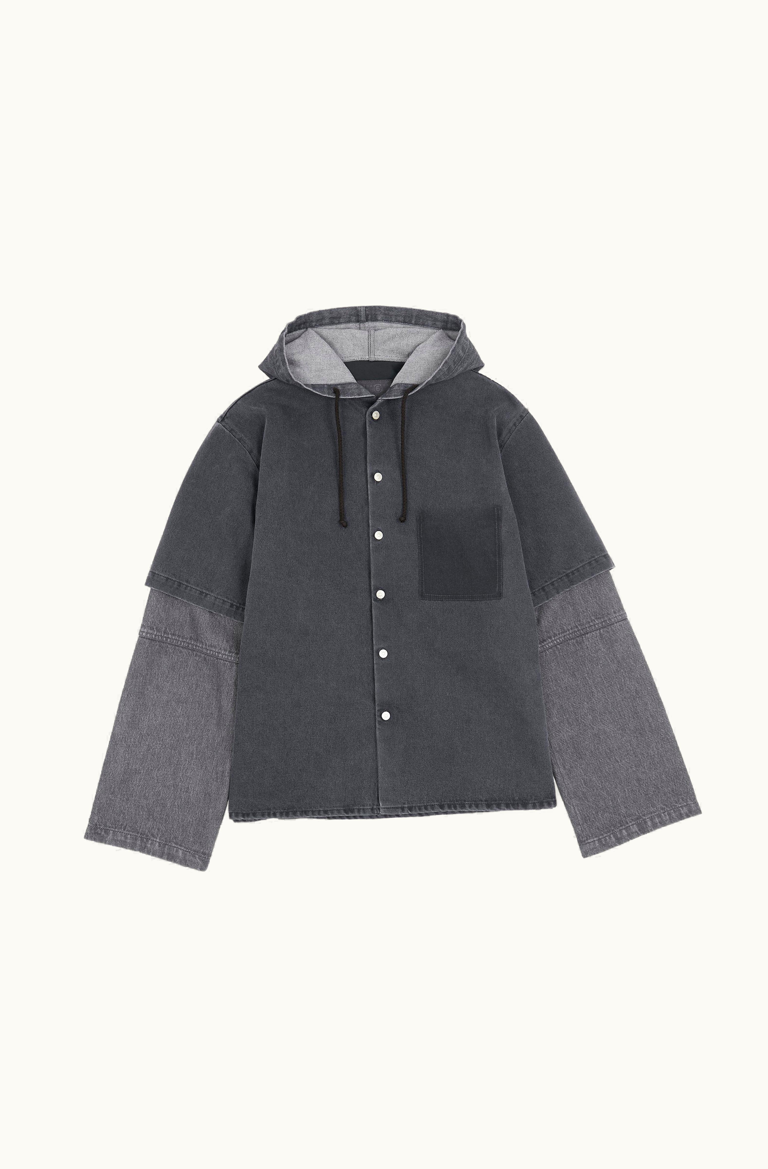 MM6 Maison Margiela MM6 Maison Margiela Two-tone Denim Hooded Jacket Grey