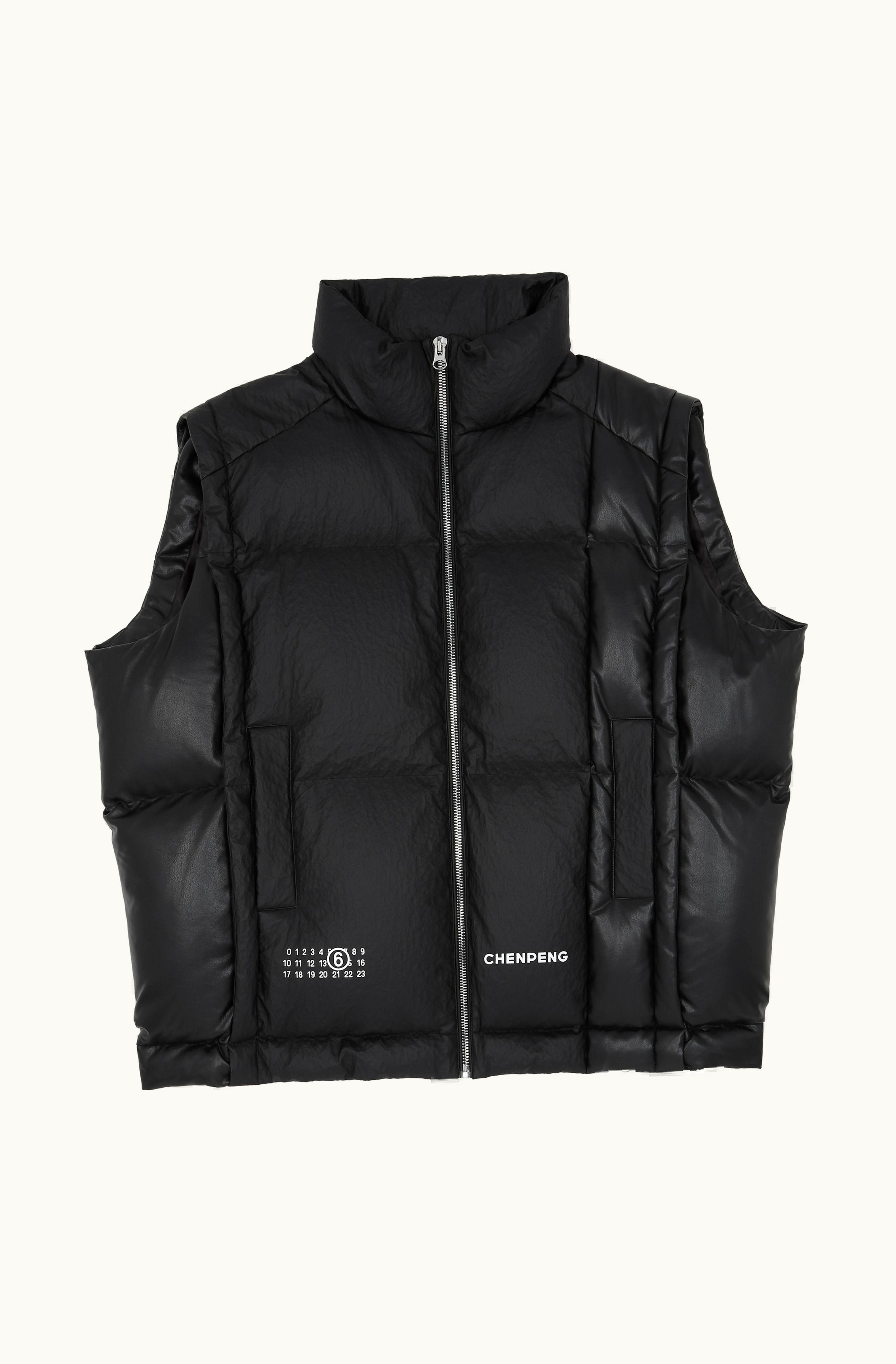MM6 Maison Margiela MM6 Maison Margiela Men's Leather Puffer Gilet Vest Black