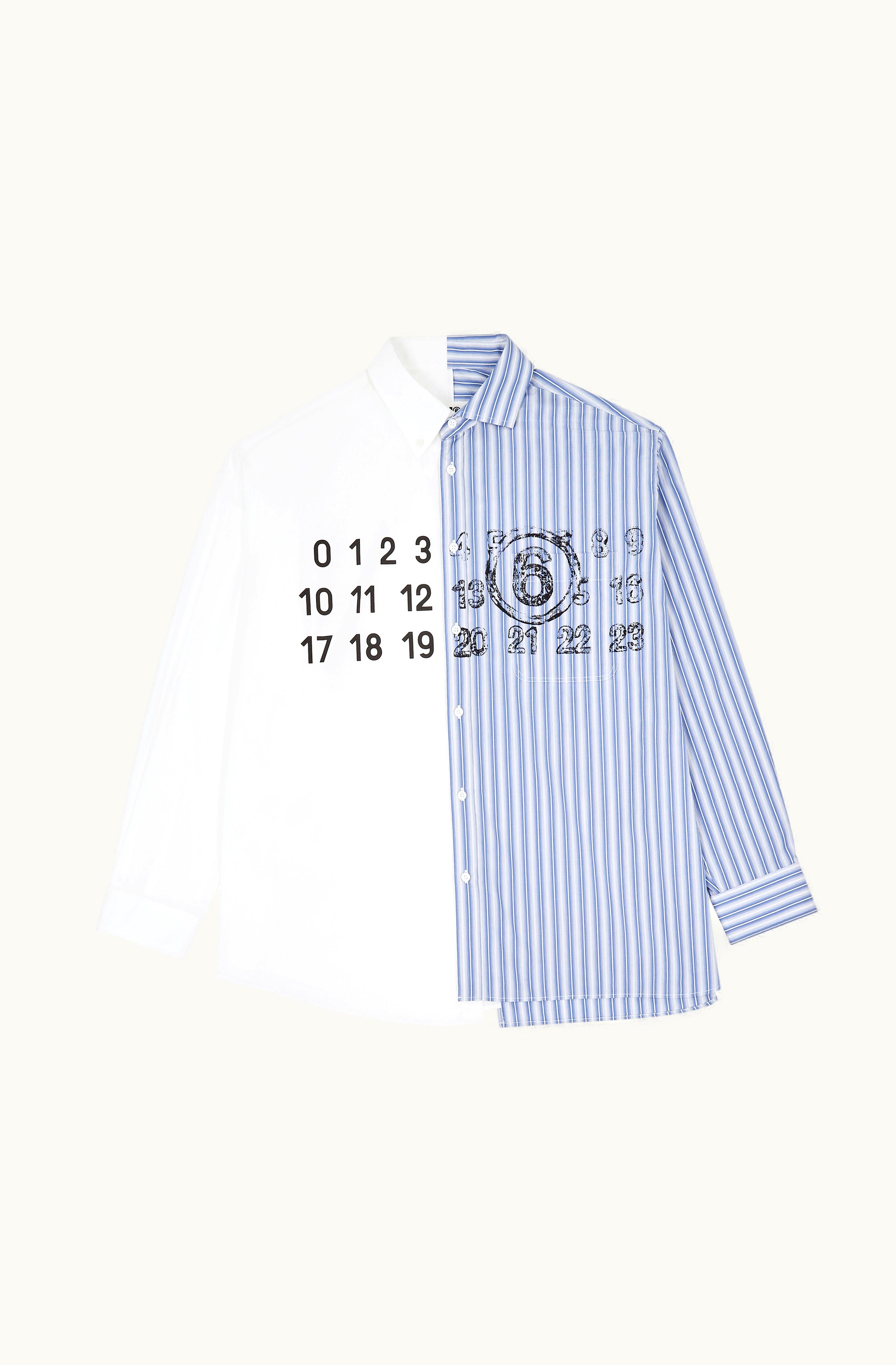 MM6 Maison Margiela MM6 Maison Margiela Men's Spliced Numbers Shirt White And Blue