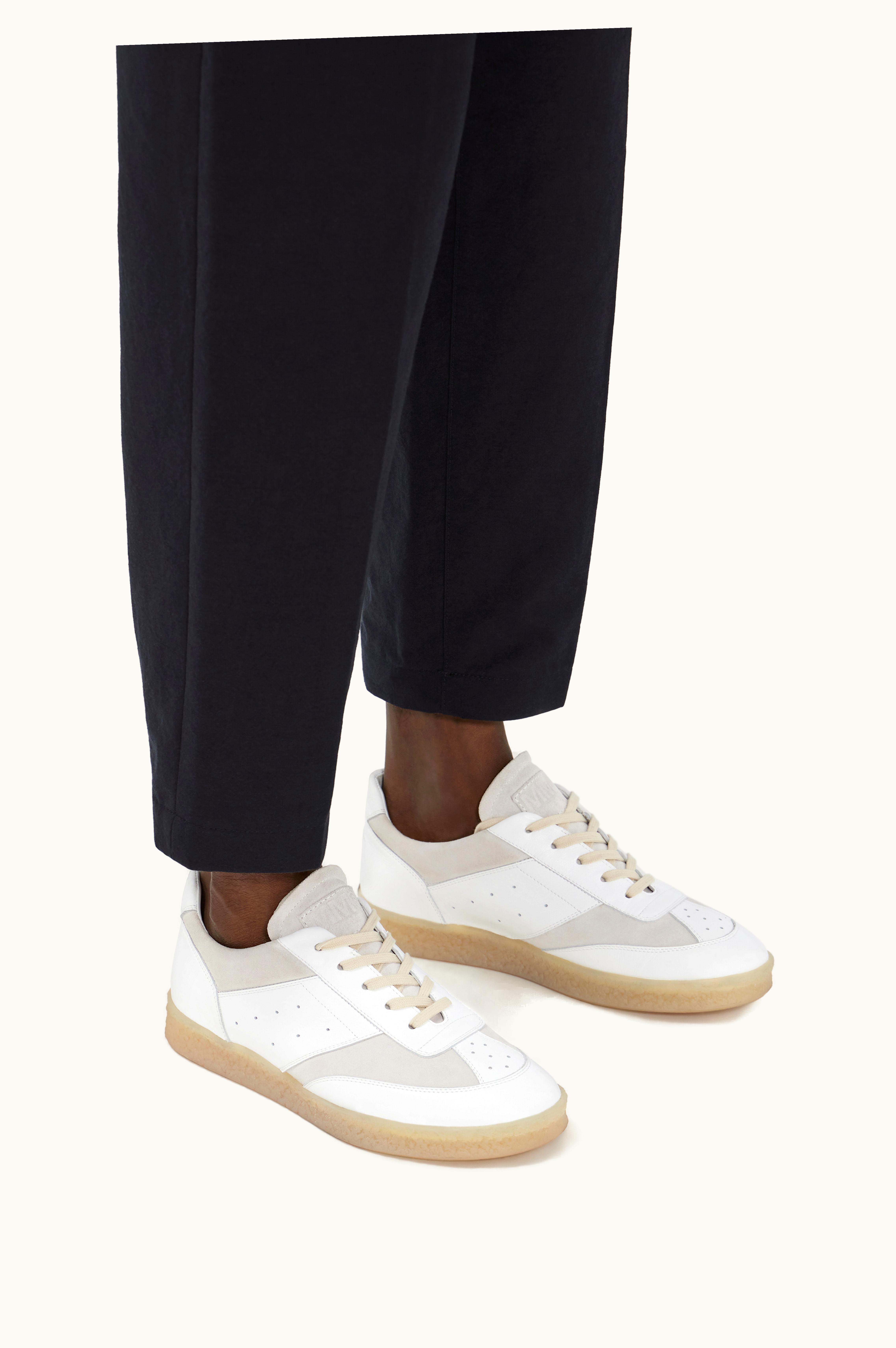 MM6 Maison Margiela MM6 Maison Margiela Court Calf Leather and Suede Sneakers White